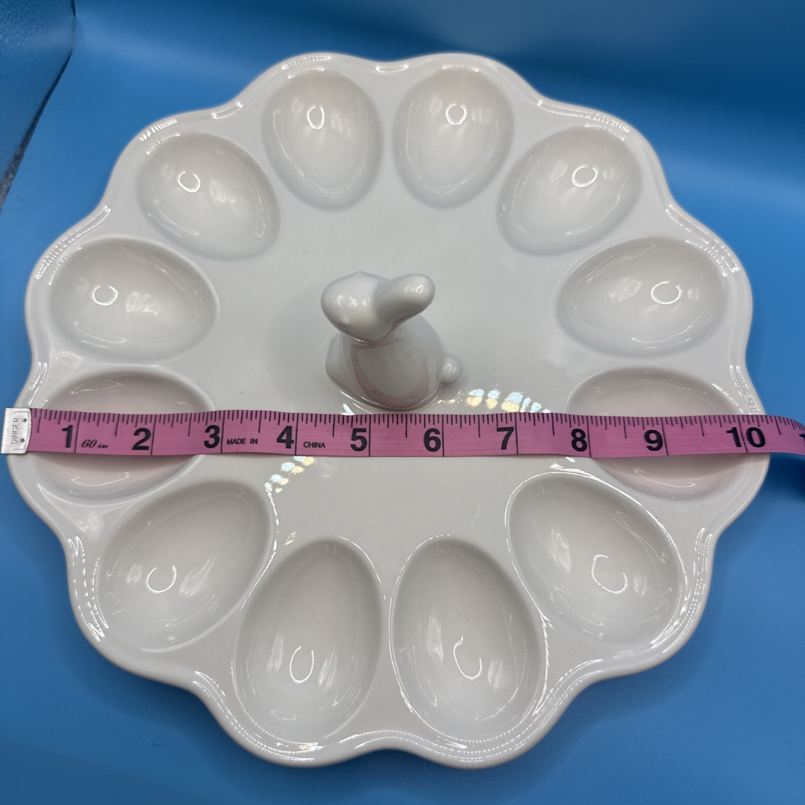 Easter Deviled Egg Round Serving Plate Platter Tray Dish Bunny Rabbit