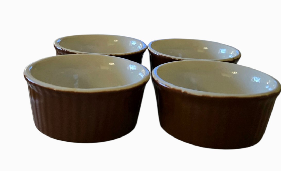 Hall Vintage Brown Ribbed Small Condiment Bowls #844½ (Set Of 4)