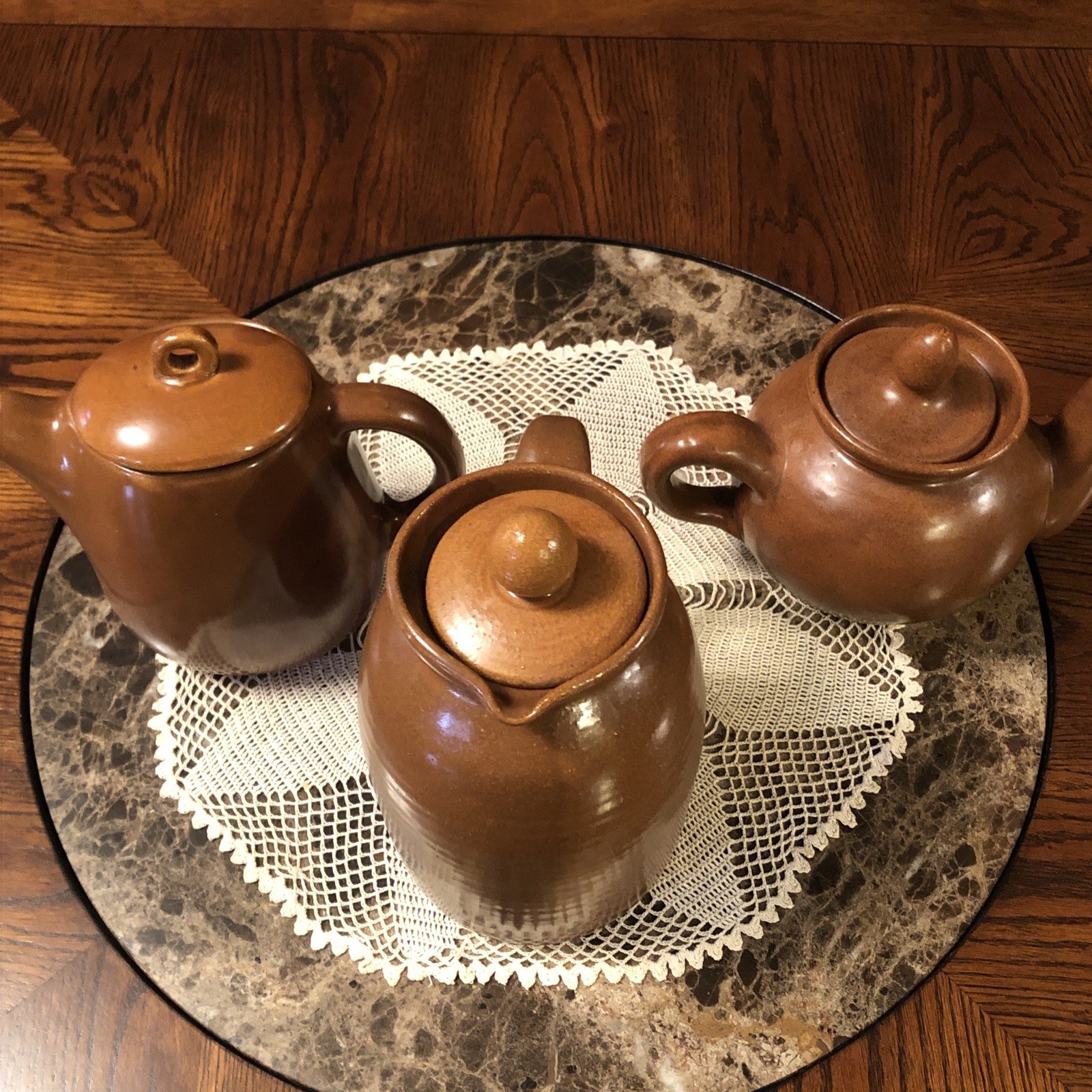 LOT OF 3 Bybee BB Kentucky American Art Pottery Caramel Coffee Pitcher/T Pots