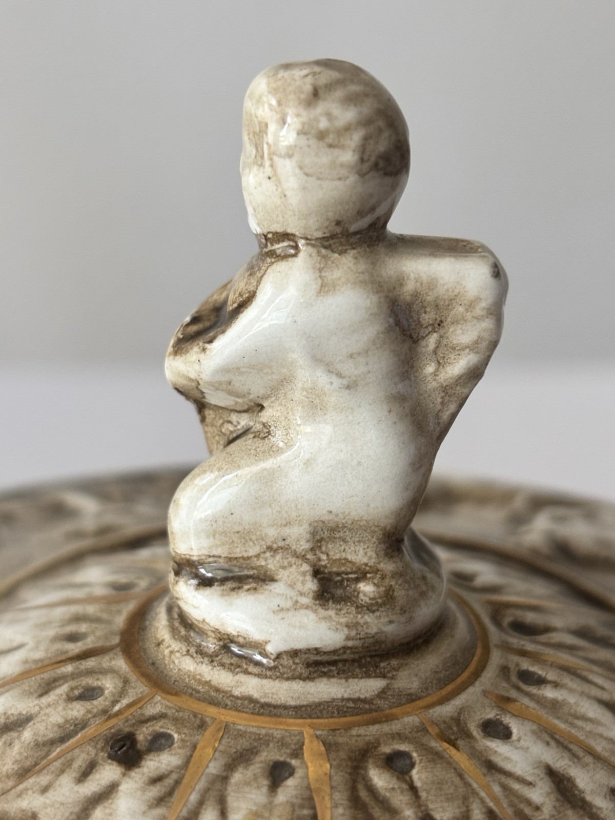 Vintage R. Capodimonte M.A.S. Italy Porcelain Footed Trinket /Candy Lidded Dish