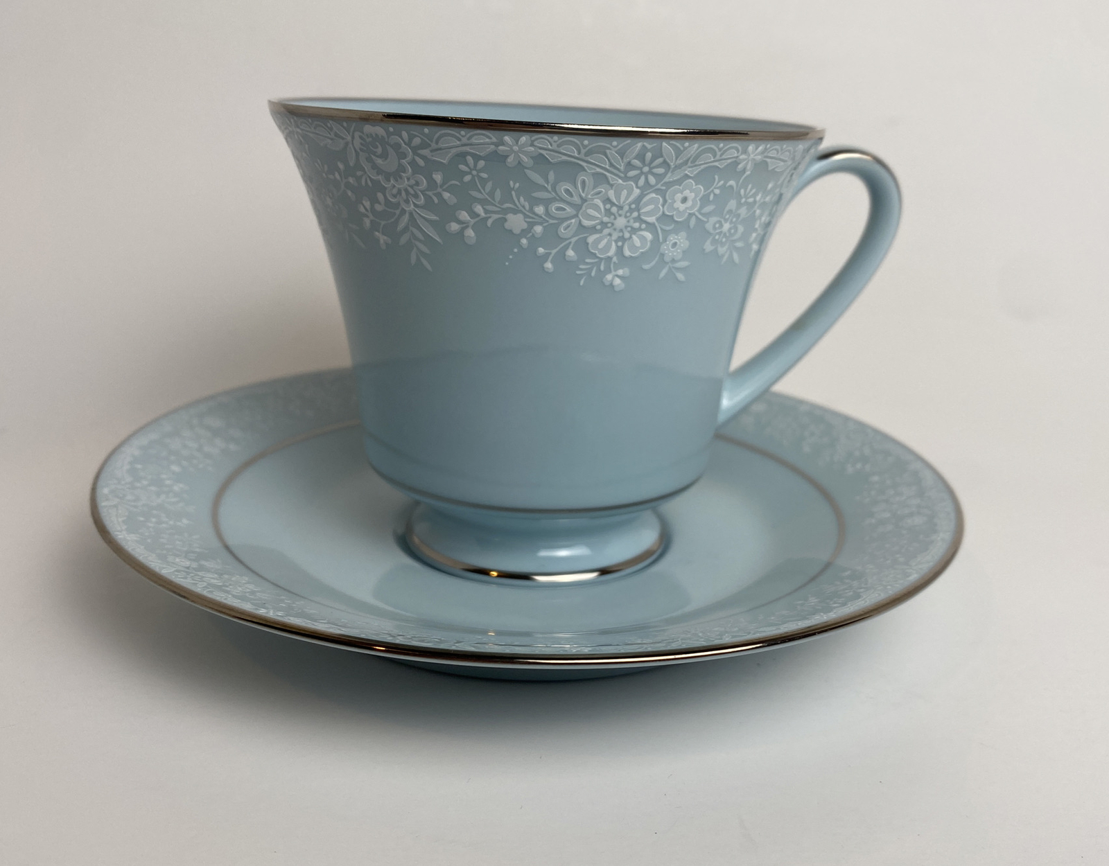 Noritake China Fidelity Cup & Saucer Baby Blue With Gold Trim 8003 W81