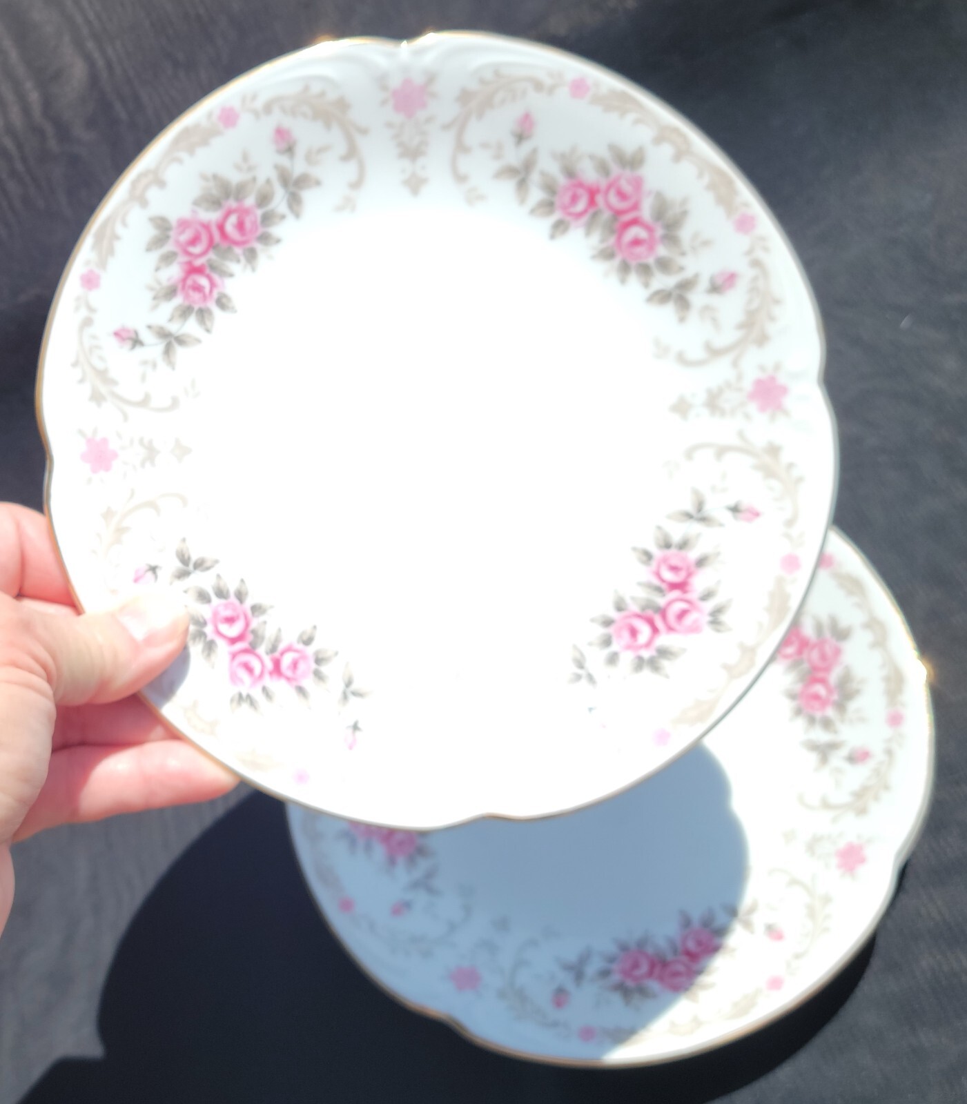 Vintage HARMONY HOUSE Japan “Cascade” 7.5″ SALAD PLATE *Set of 2* Pink Roses