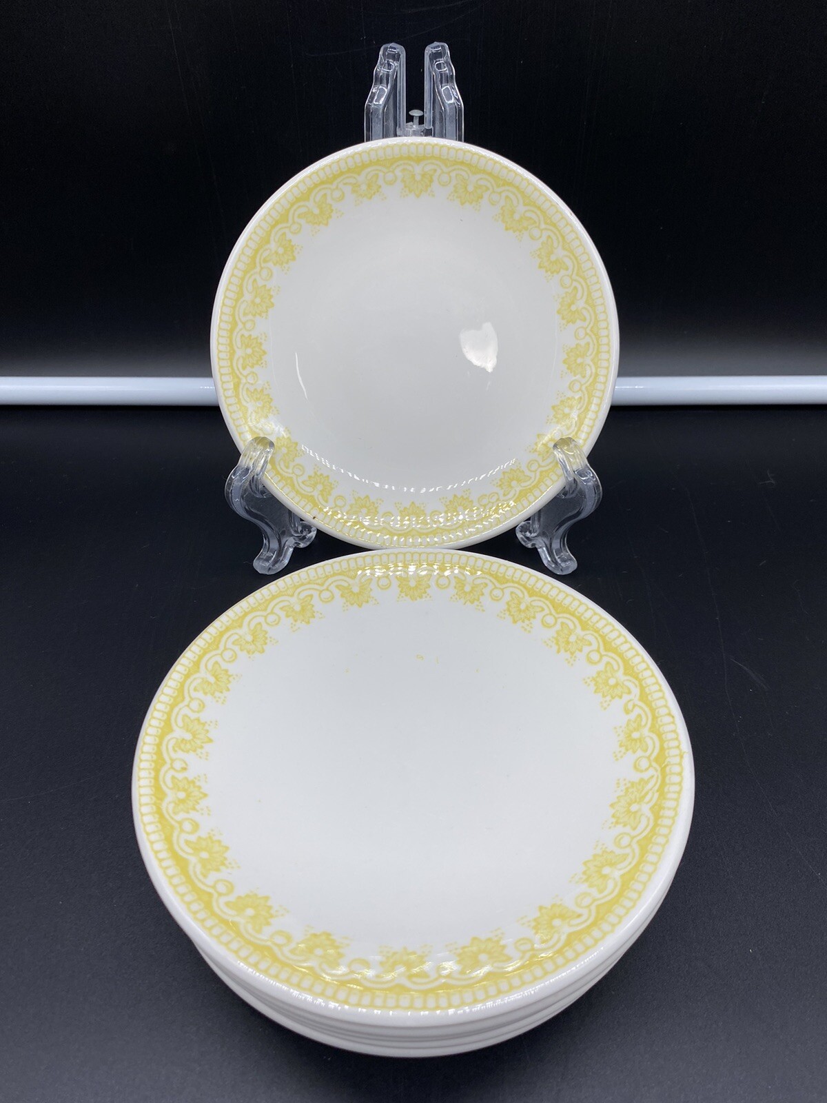 6 Vintage 1951 Jackson China Restaurant 5-1/2″ Bread Plates Yellow Design
