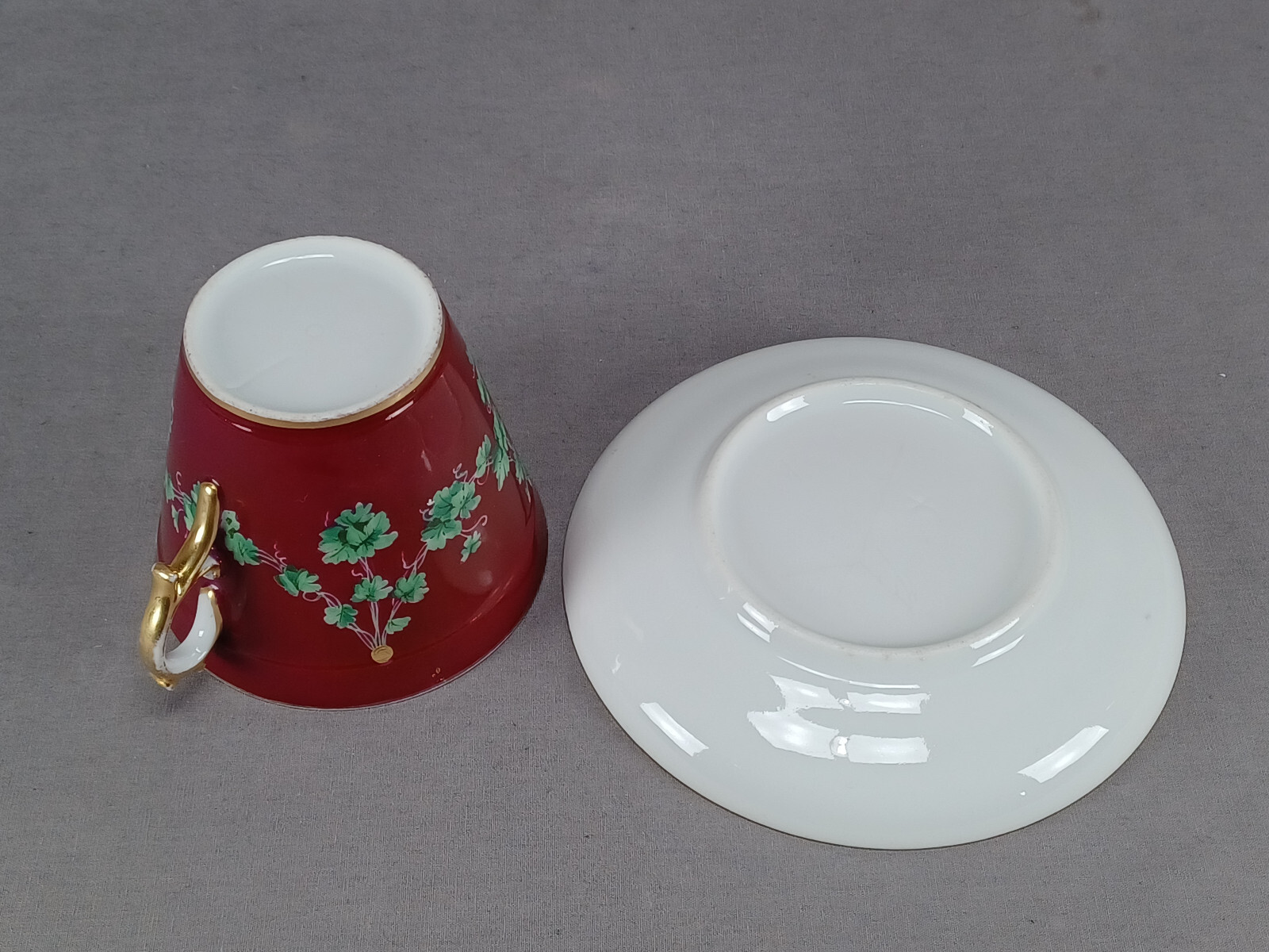 19th Century Austrian Hand Painted Neoclassical Portrait Oversized Cup & Saucer