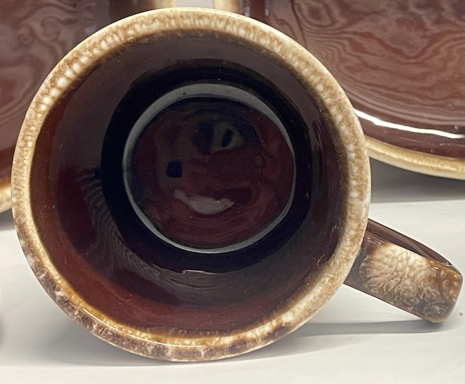 Vintage MCM Brown Drip Glaze Pottery Set Mugs Bowls Creamer USA Oven Proof