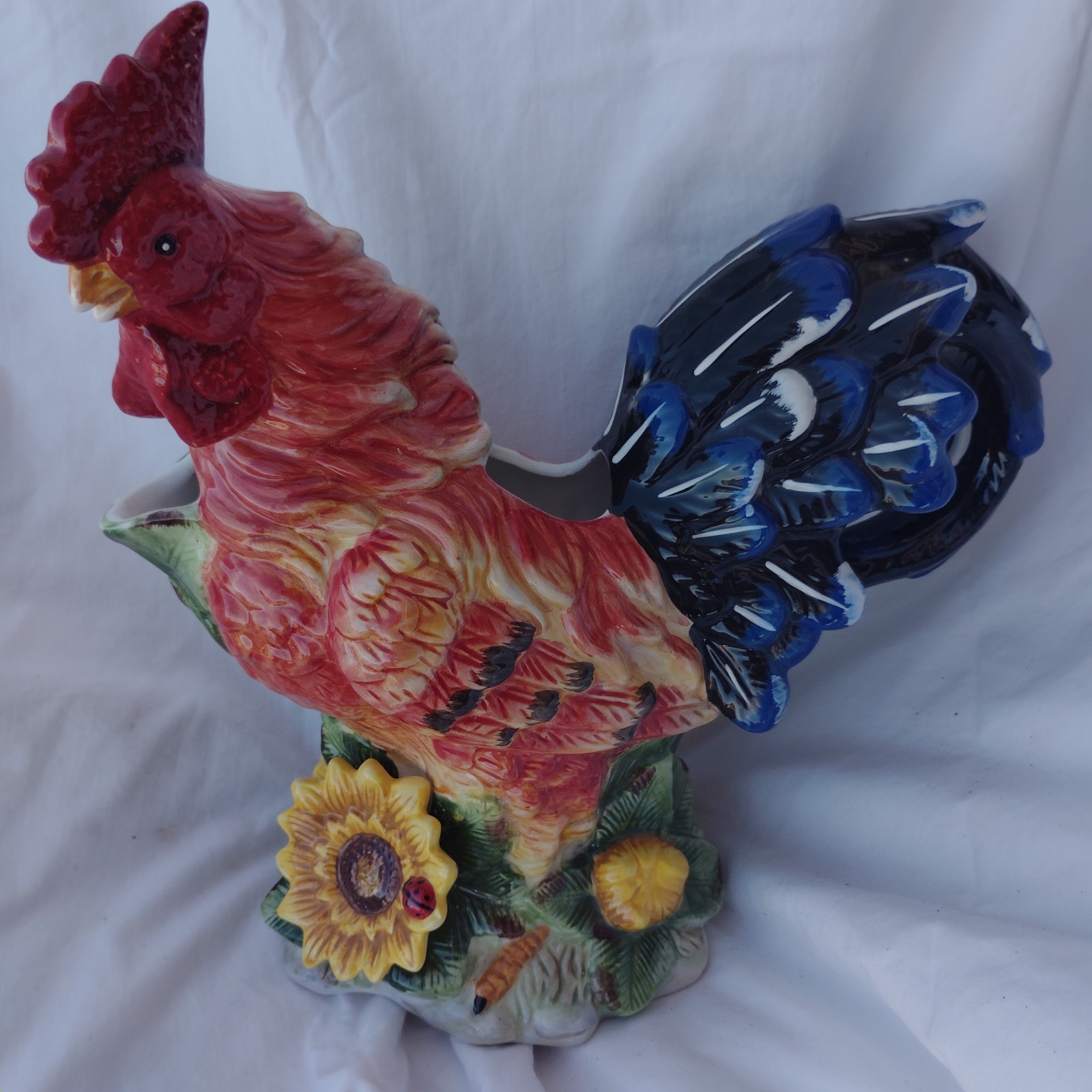 Fitz & Floyd Classics Country Gourmet Rooster 12” Tall Pitcher Centerpiece