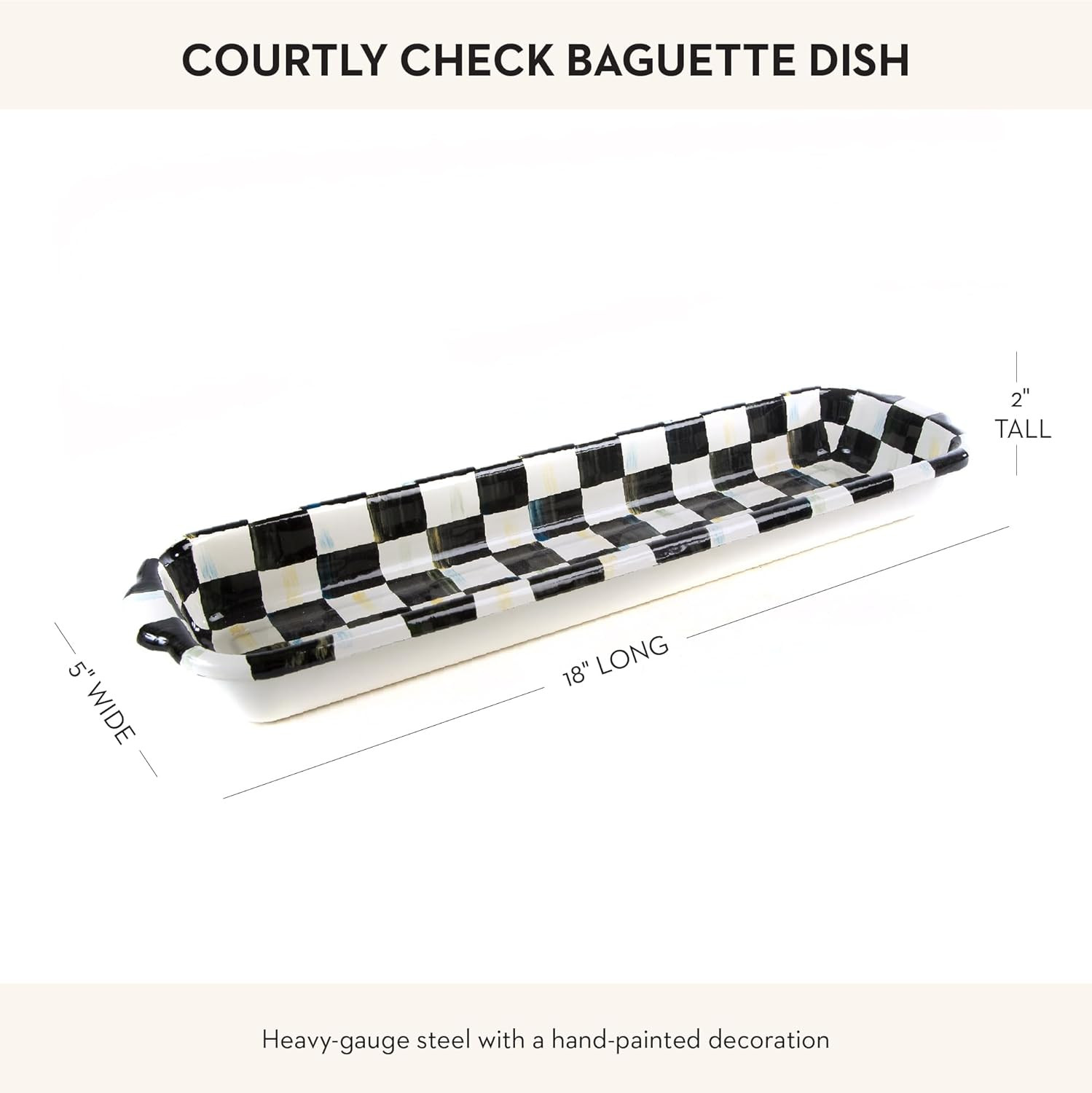 Courtly Check Enamel Baguette Dish – Stylish Serving for French Bread
