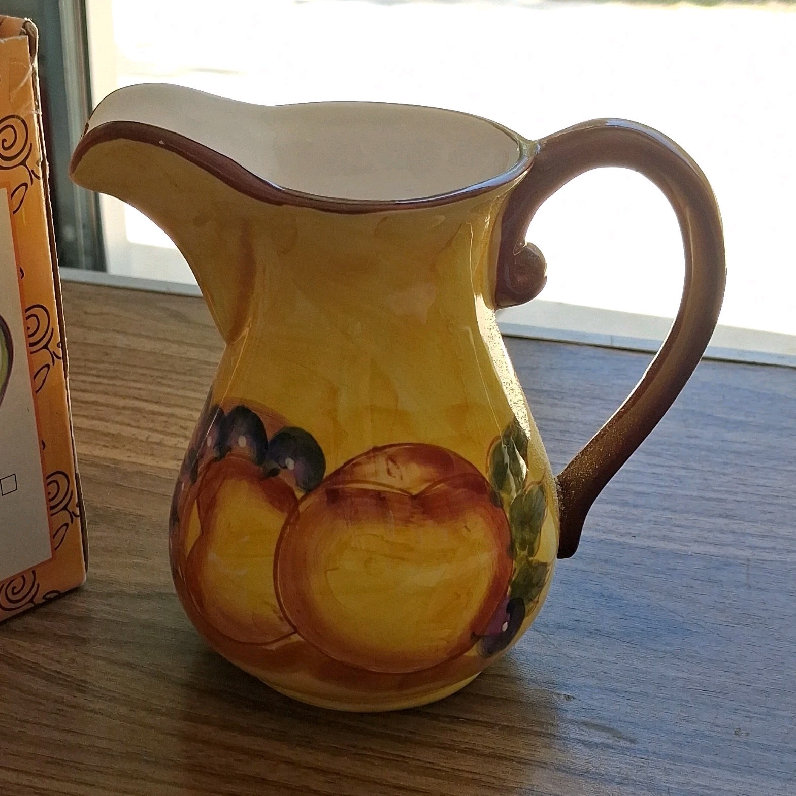 Elegant Dining Hand Painted Ceramic Fruit Pitcher Glossy Finish Boxed