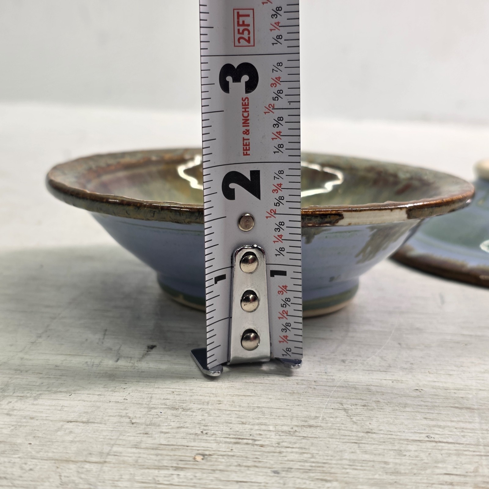 Handmade Studio Pottery Small Bowls Set of 2 Signed Rhodes Drip Glaze 5″ EUC