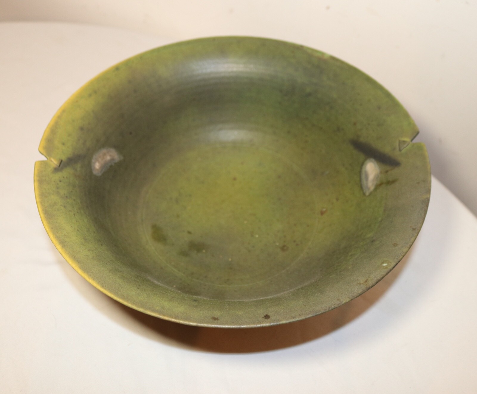 Contemporary Canadian Art Studio Pottery green Centerpiece Bowl By Kayo O’Young