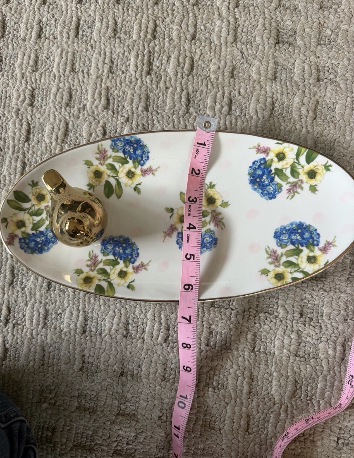 MacKenzie-Childs Wildflower Golden Bird Oval Trinket Tray