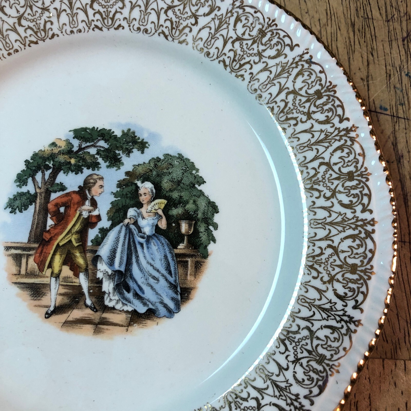 1950’s Homer Laughlin China Colonial Times Couple Pattern 6-1/2” Bread Plates