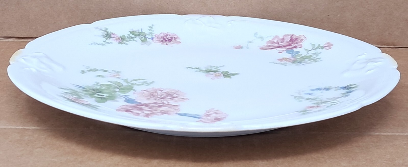 Limoges France LDBC 9″ plate Lanternier handpainted Pink & Blue Florals