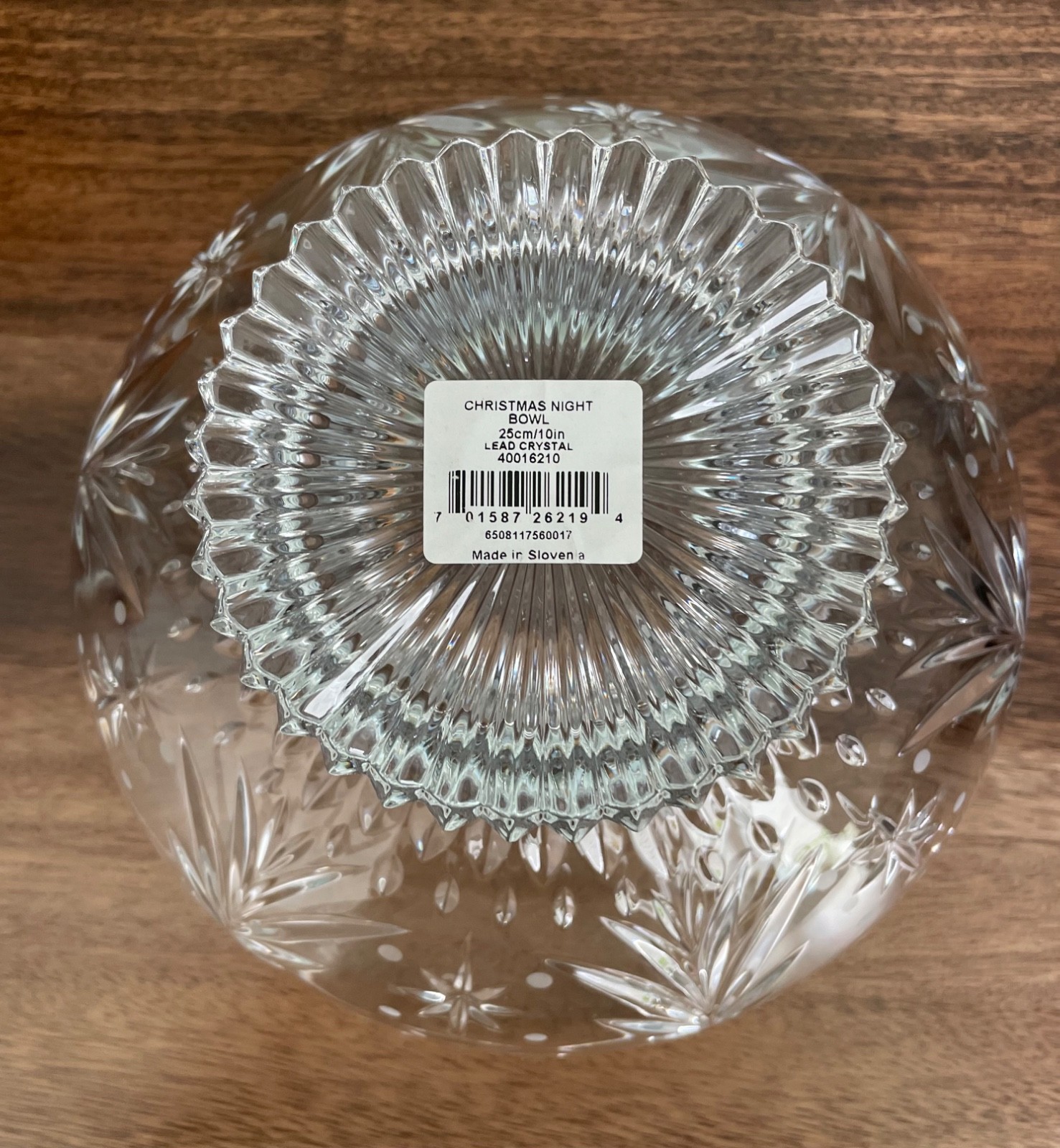 WATERFORD CRYSTAL CHRISTMAS NIGHT 10″ SCALLOPED EDGE FOOTED BOWL – MINT
