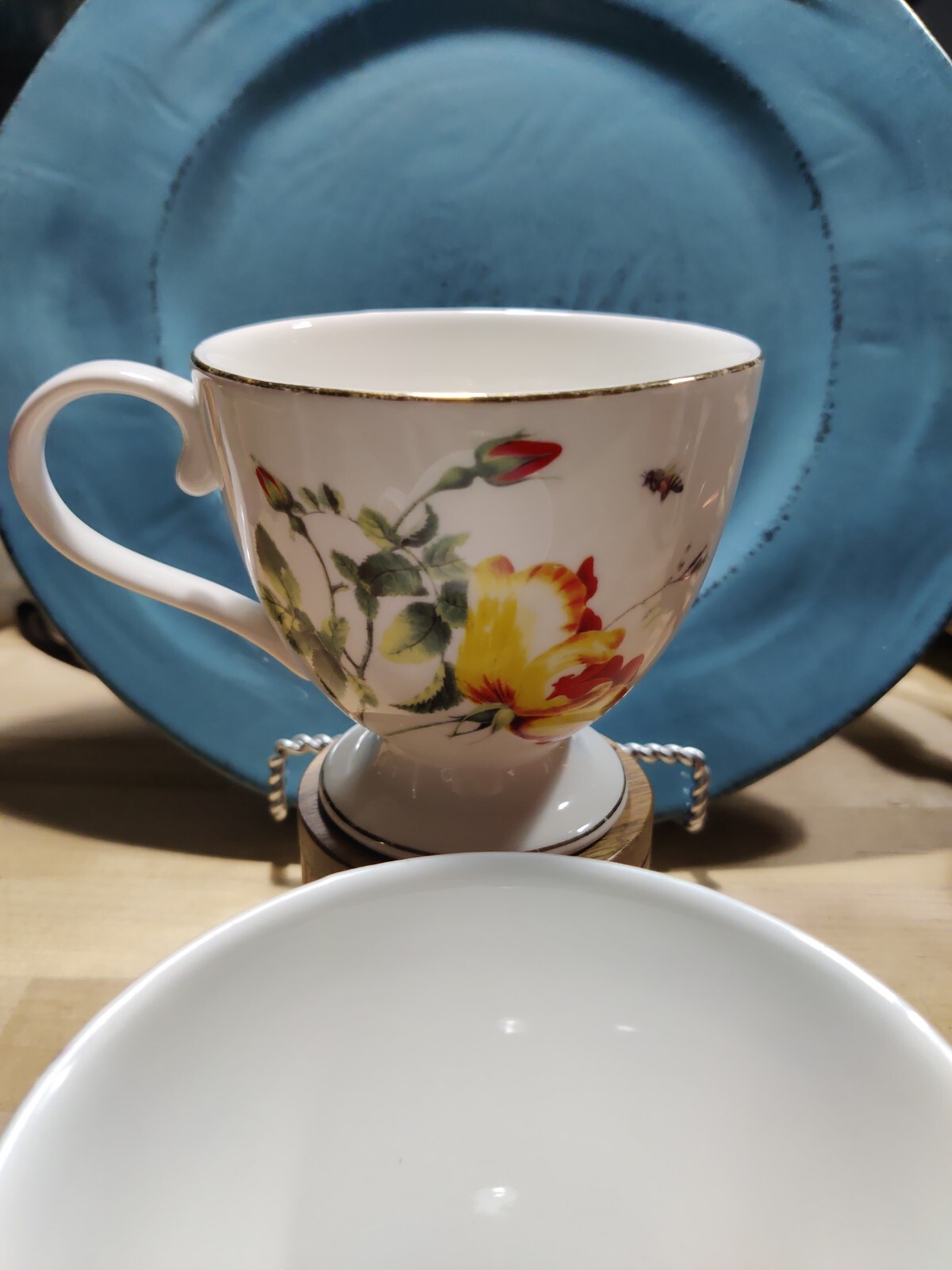 “Wild Rose and Bee” Grace’s Teaware (2) Footed Cups Nice