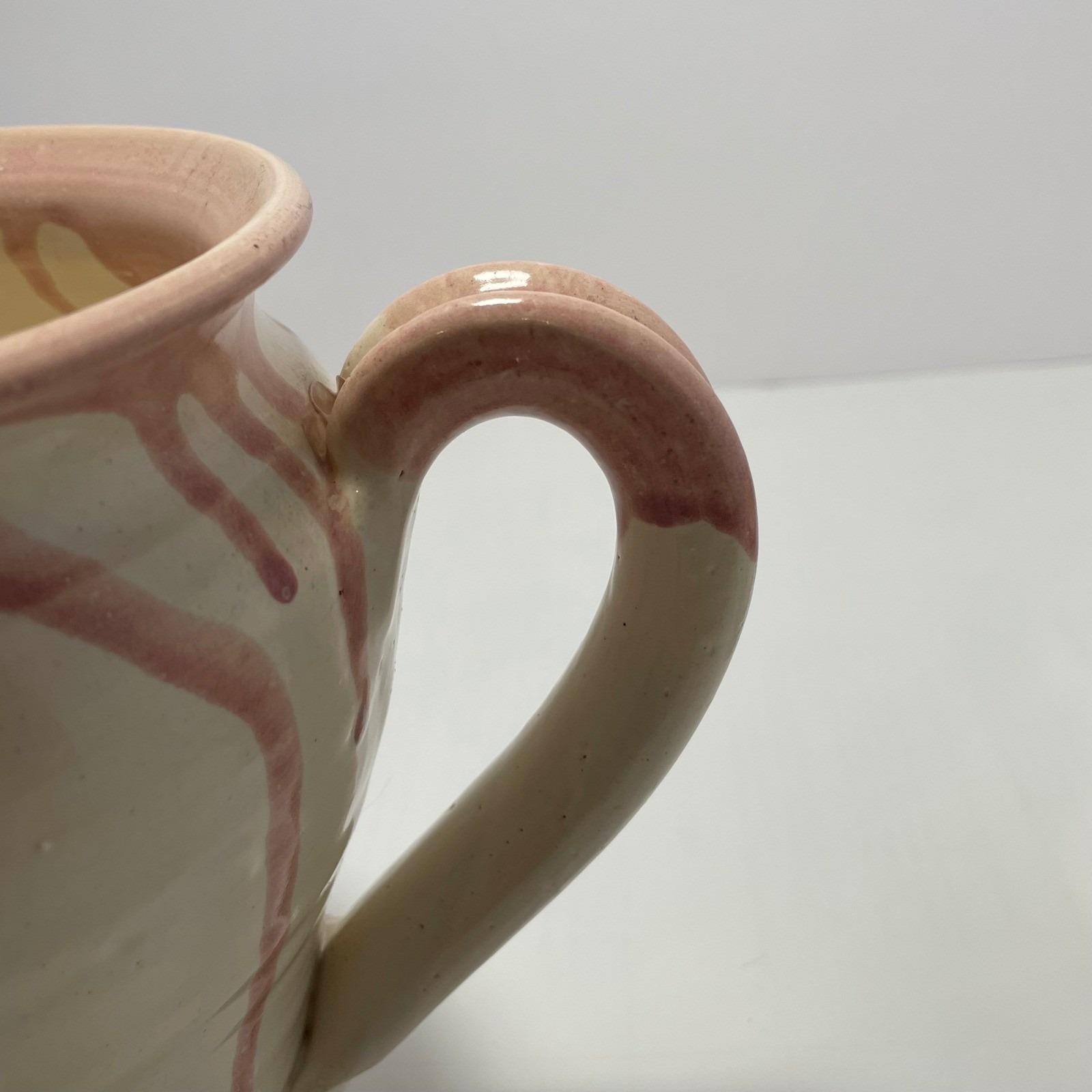 Bear Pottery Studio Pink Drip Glaze Pitcher Creamer Handmade Wisconsin Studio