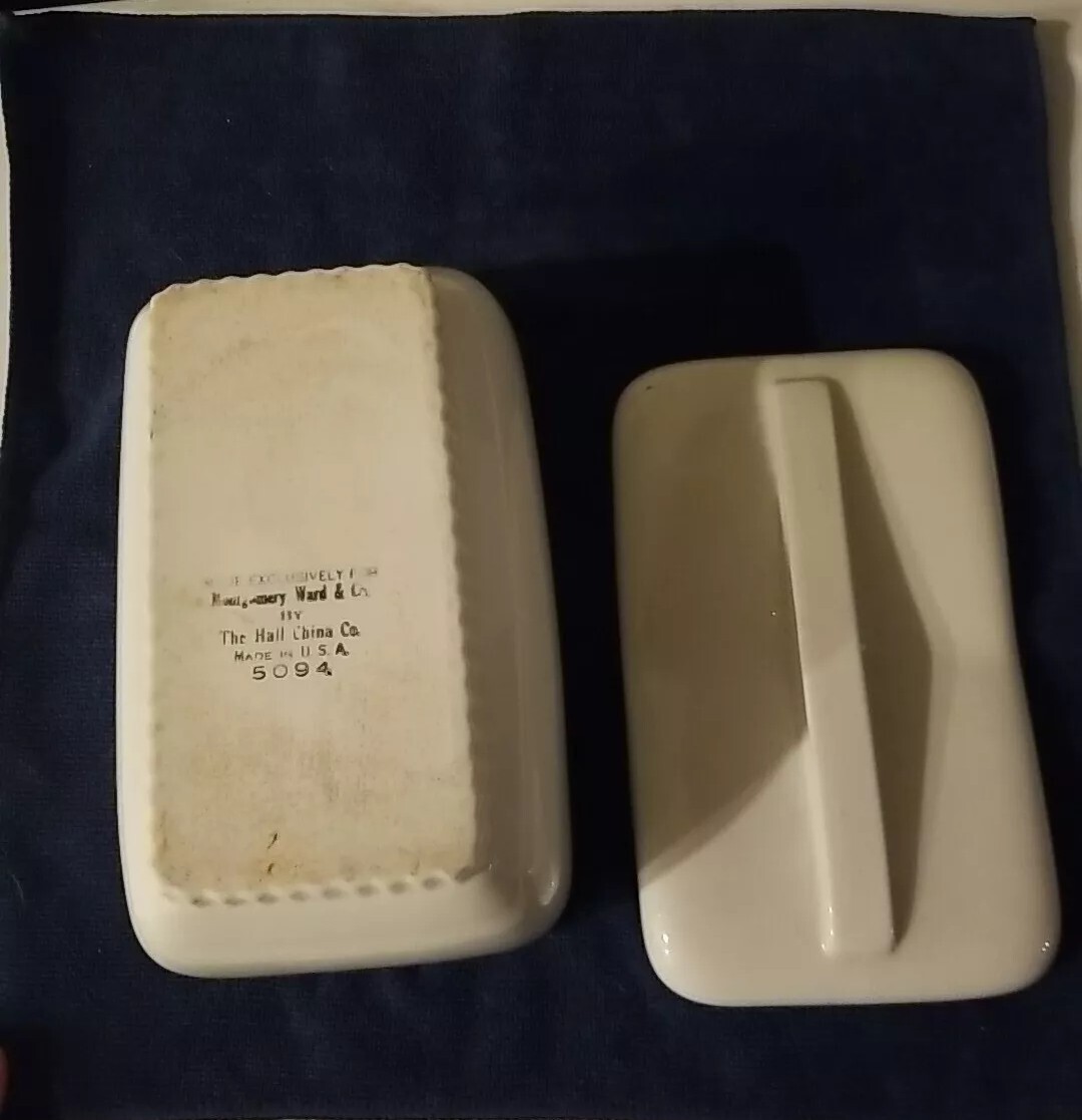 Montgomery Ward Refrigerator Dish by Hall China 5094 Ivory White Made in USA