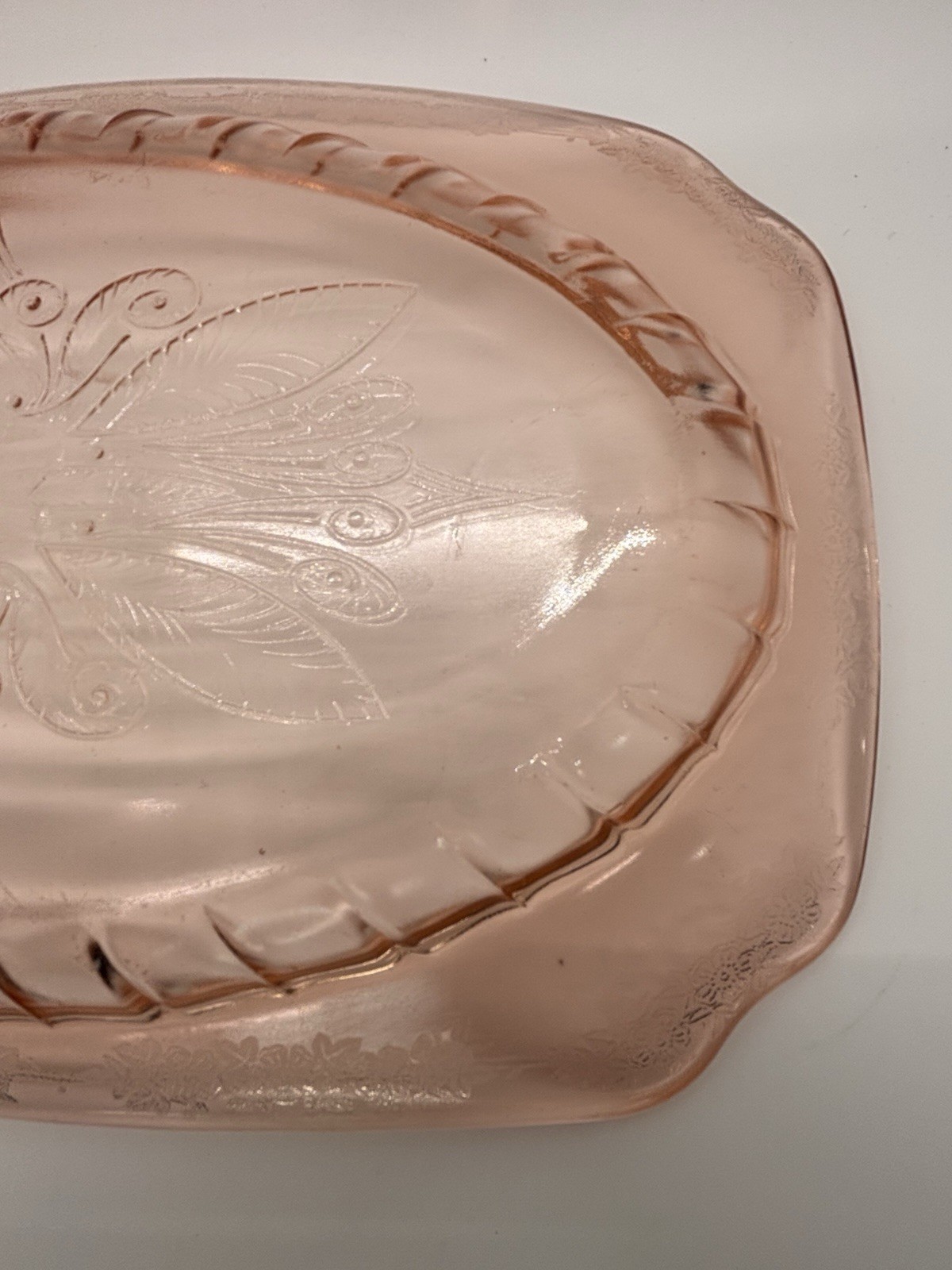 Jeanette Adam Pink Depression Glass Rectangular Serving Platter 11 5/8″ Vintage