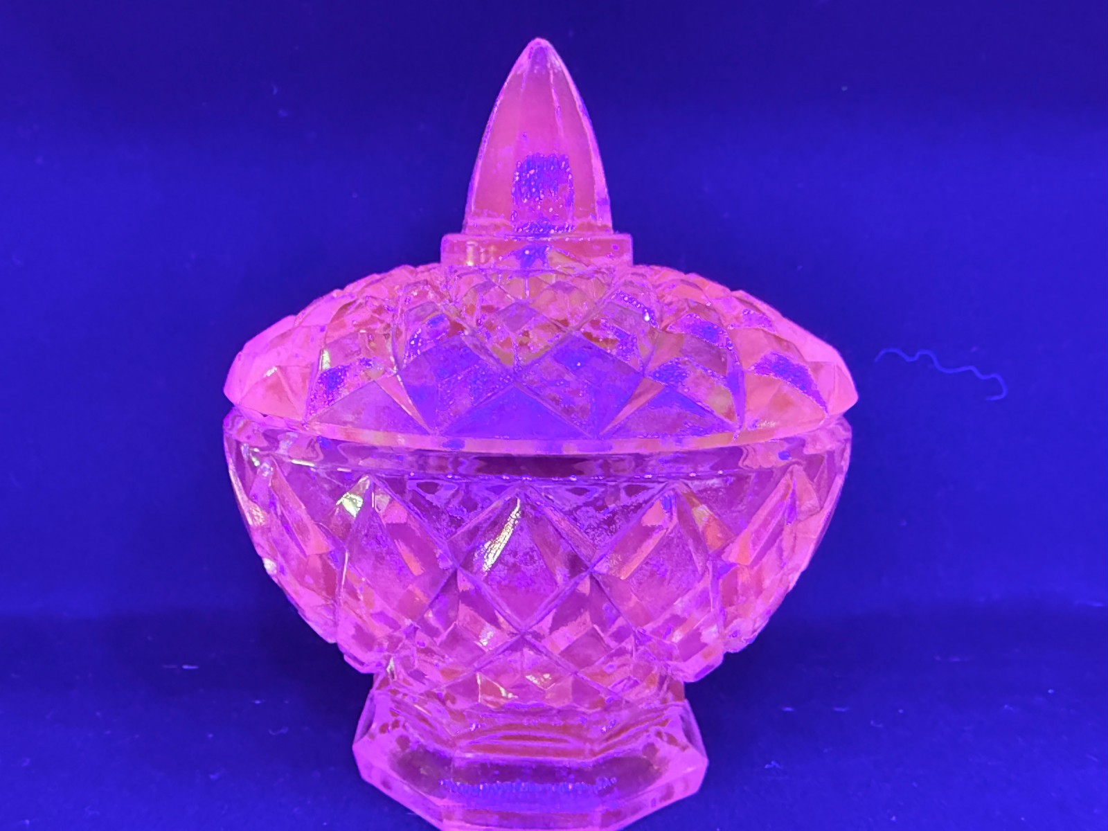 Teal Green Vaseline Uranium glass covered candy dish coffee sugar jar bowl pink