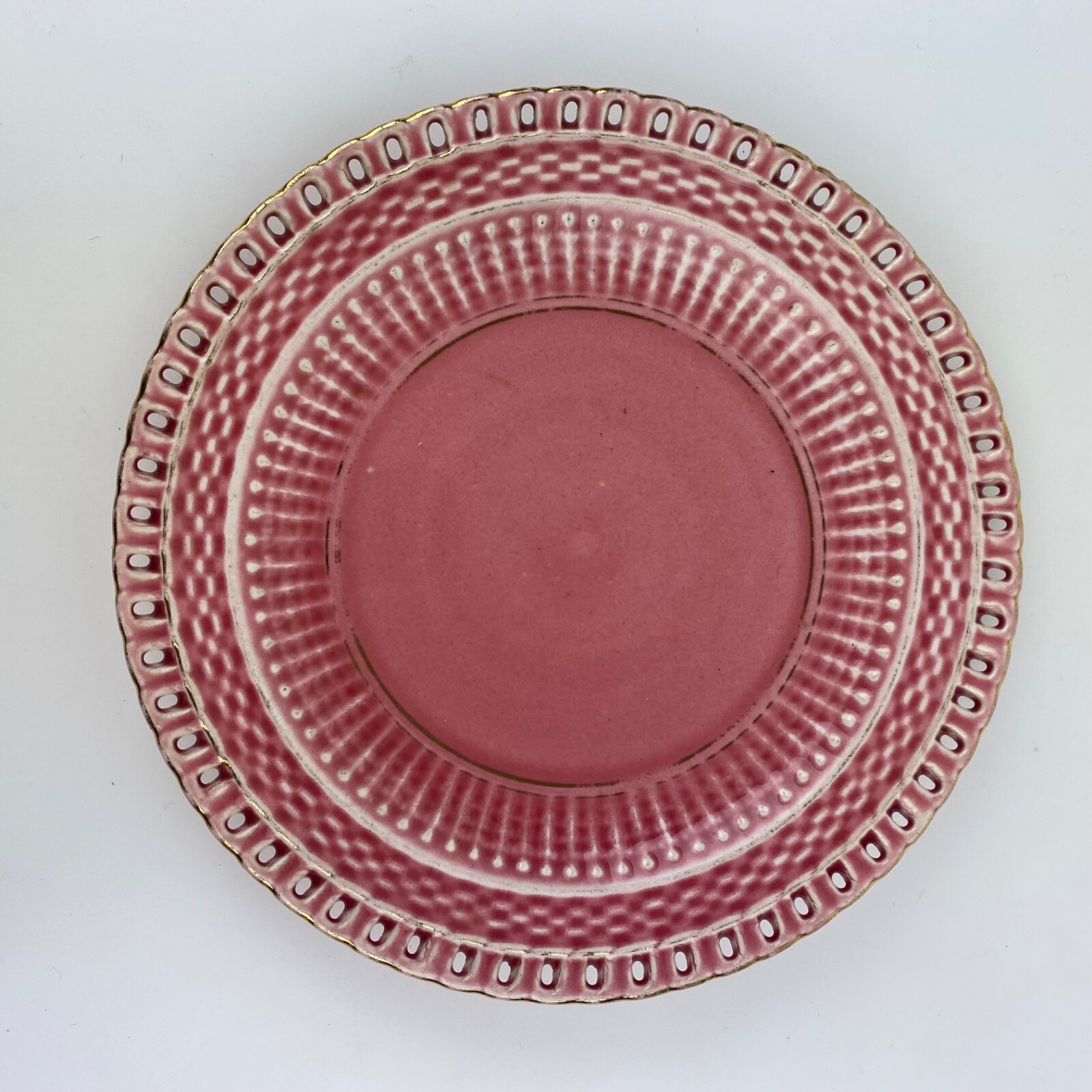 Lot 4 GBY Pink Plates 000 Lace Edge Shield Dessert Salad Decor Vintage Gift