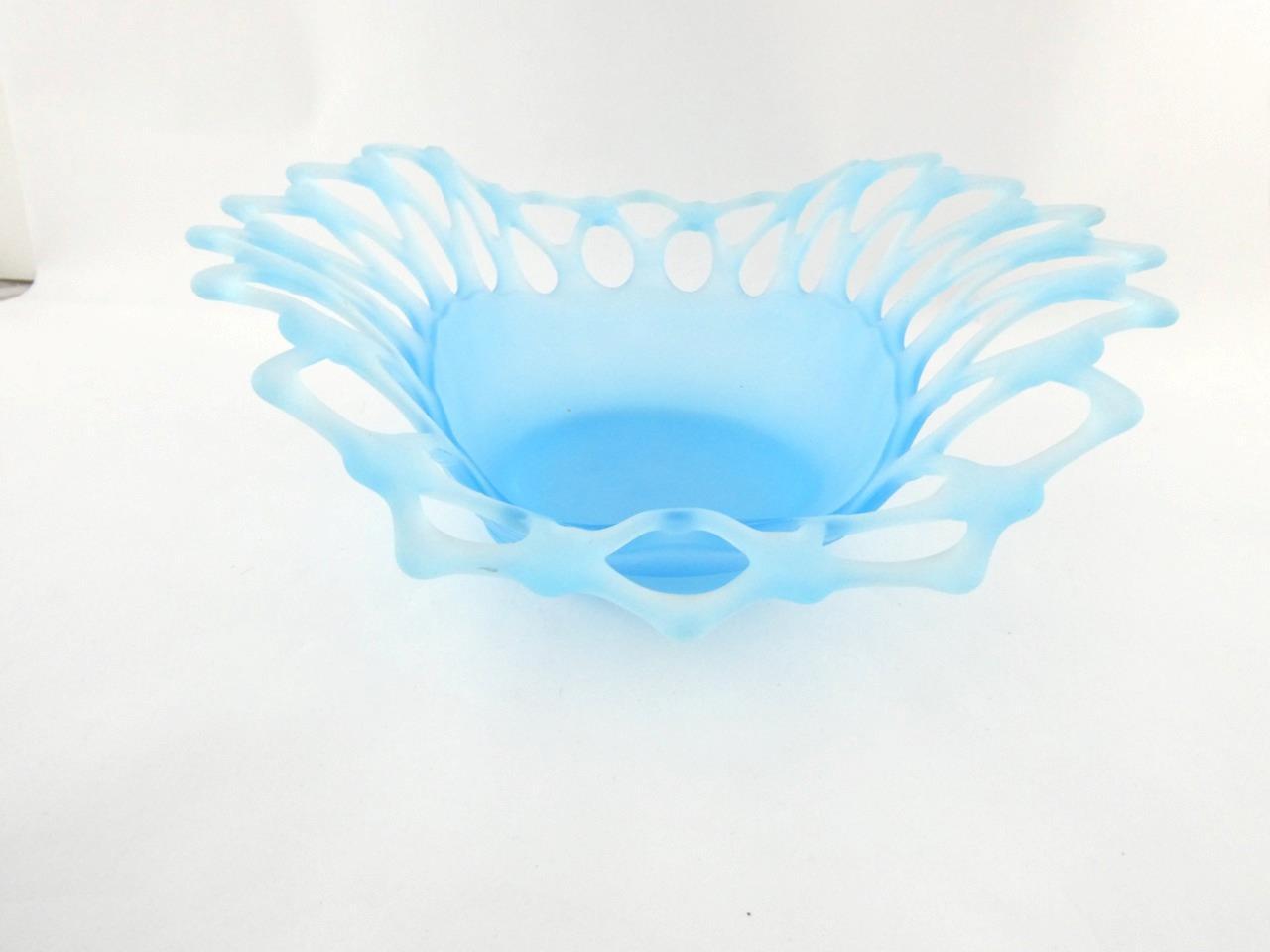 Westmoreland Doric Blue Frosted Satin Glass Centerpiece Bowl 12.75 Inches