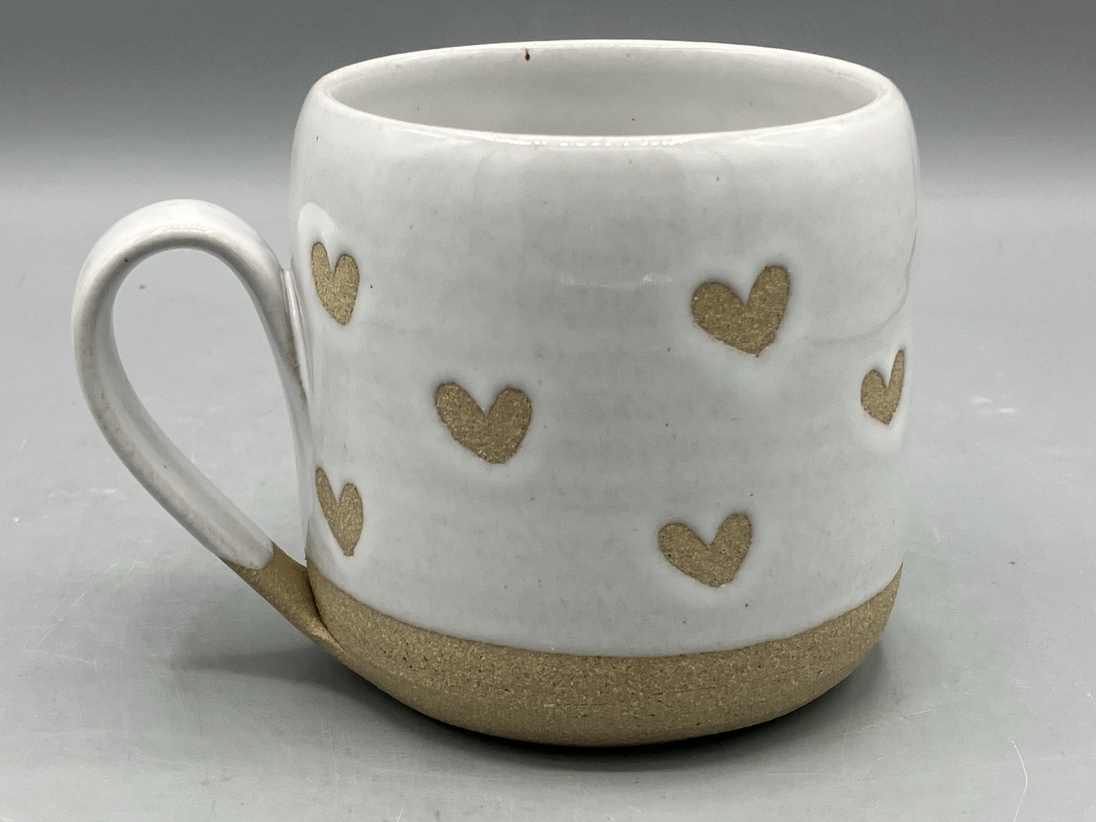 Farmhouse Pottery Confetti Heart Mug Cup American Stoneware White 12 oz EUC