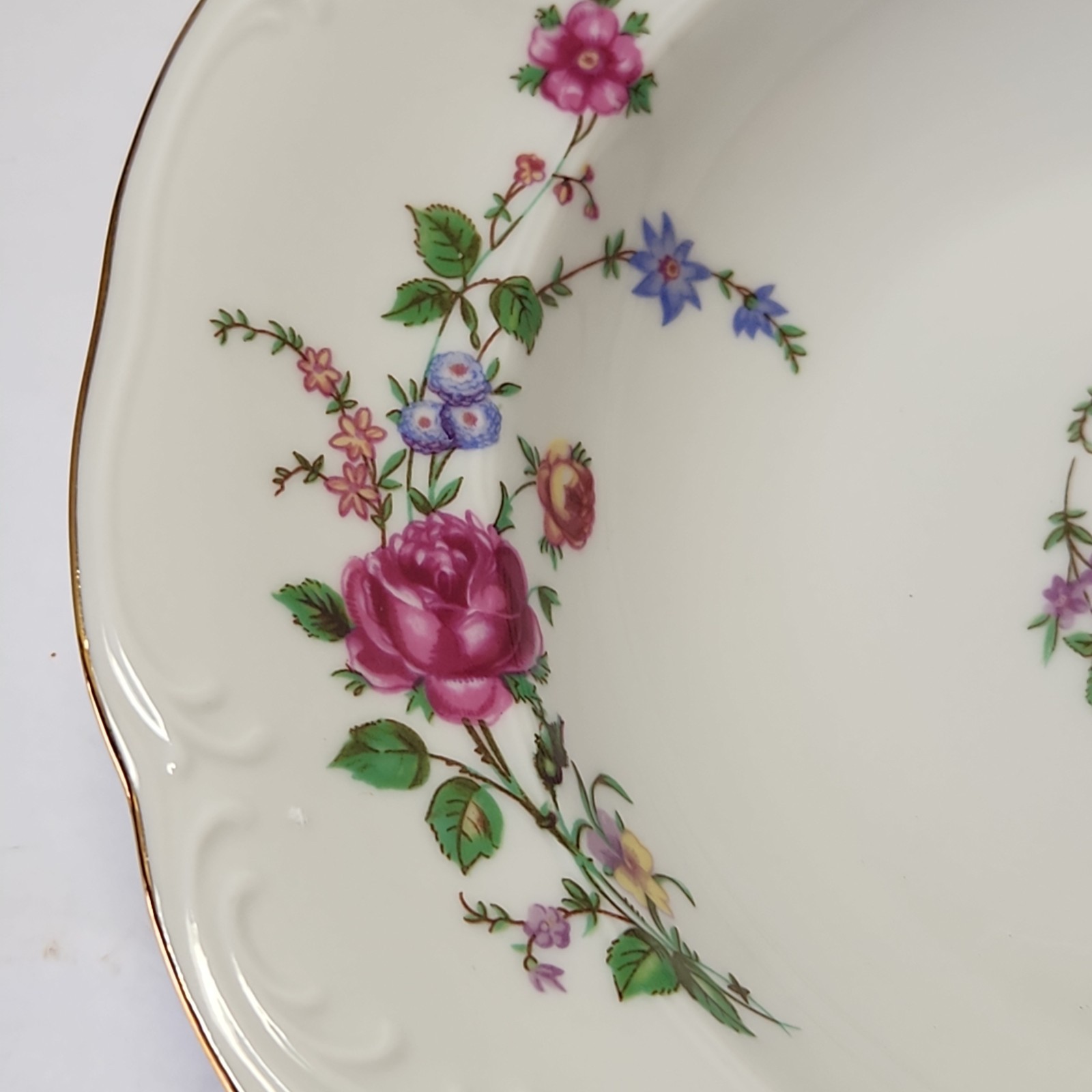2 Rimmed Soup Bowl Floral Vintage Wawel China, ROSE GARDEN Made In Poland 8 1/8″