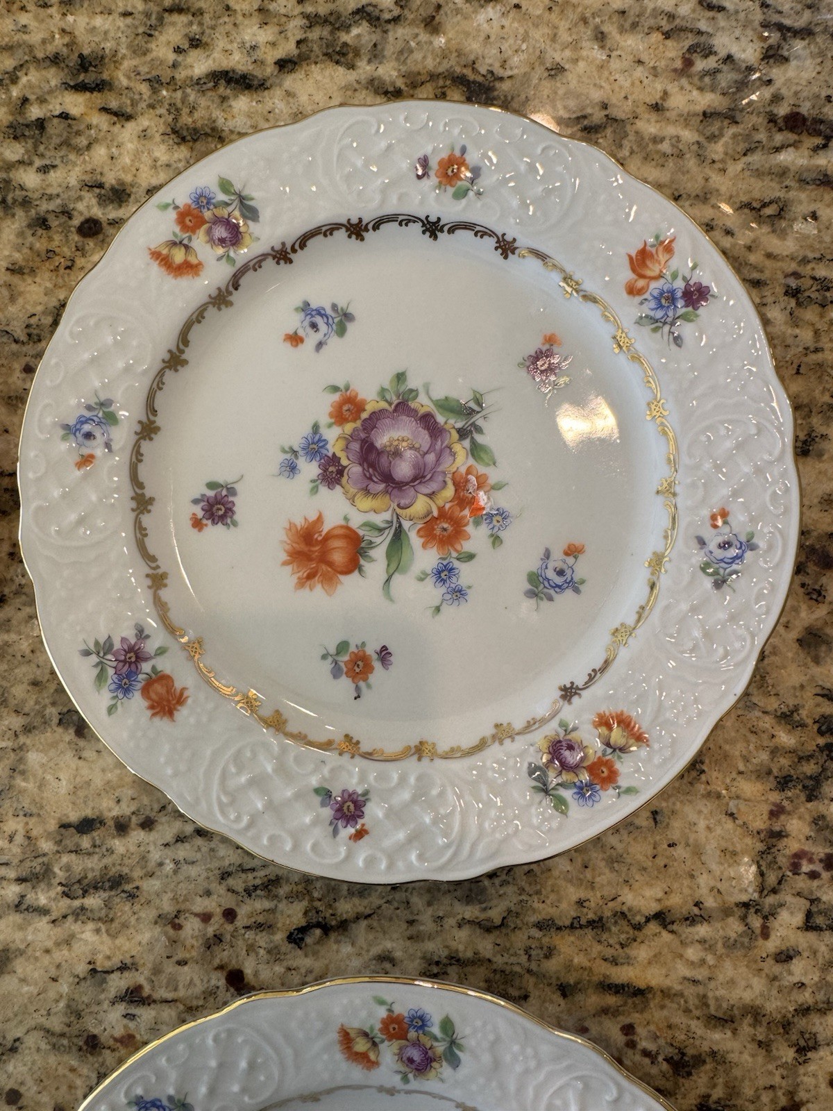 Schumann Bavaria Bouquet Orange Yellow Purple Flowers 7 ¾” Salad Plate(s)