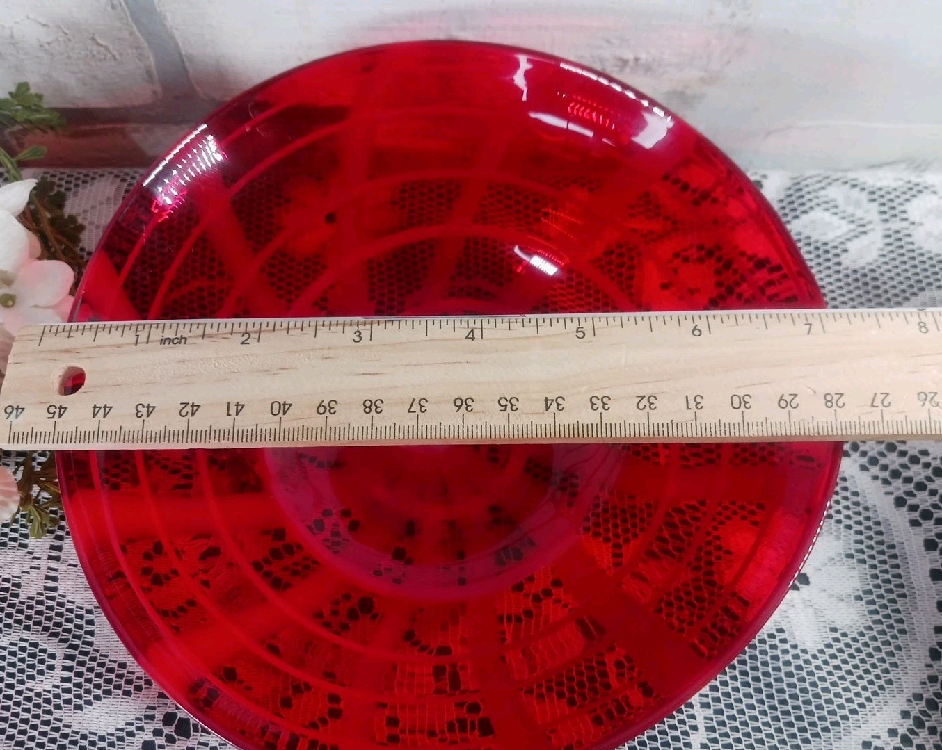 Glass Red White Swirl Hand Blown Art Glass Candy Bowl Asymmetrical Holiday Decor