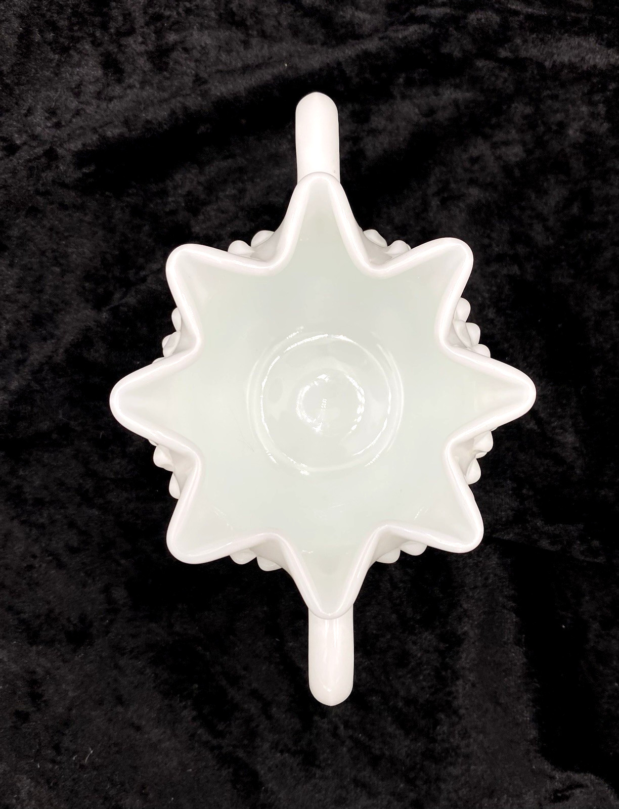 Vintage Fenton Hobnail Milk Glass Star Shape Open Sugar, Double Handled, #3906