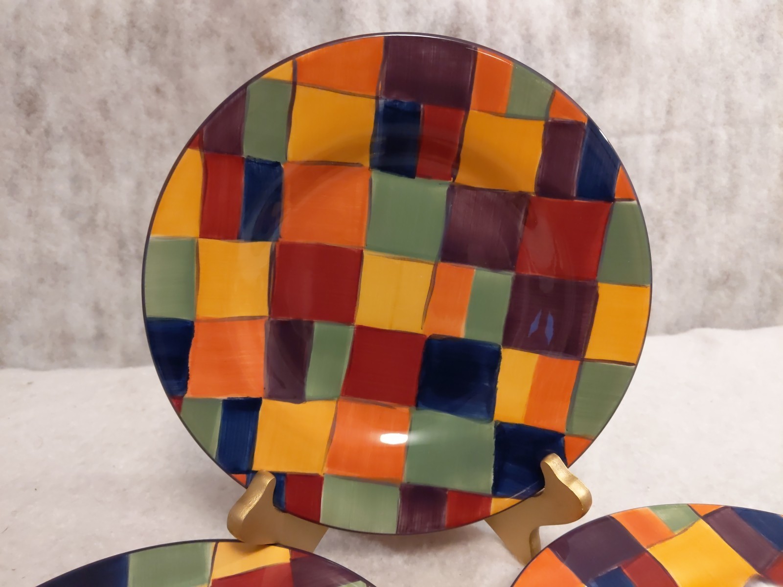 Caracas by Tabletops Unlimited Salad Plate 1 Pc Plaid 8 3/4 Inches EUC