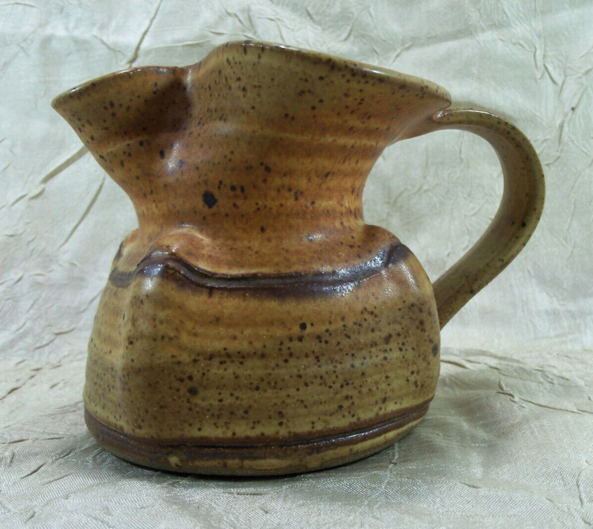 Vintage Studio Art Pottery Creamer Stoneware Handmade 3.5” X 5” 1970s Signed