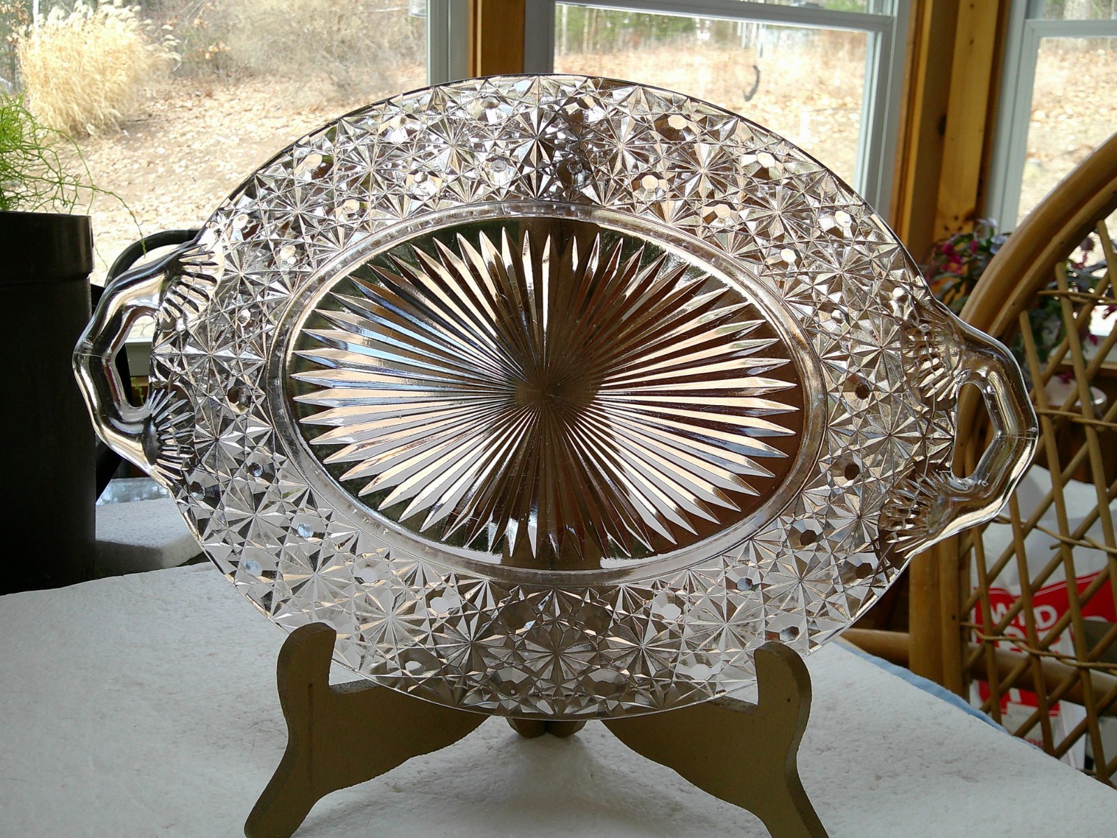 EAPG Platter by Central Glass Co. #775 Block & Diamond Antique 13.5″