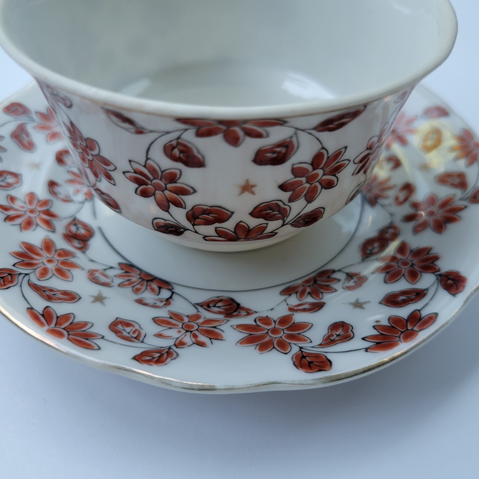 Vintage Porcelain Hadson Chinaware Made In Occupied Japan Teacup & Saucer Floral