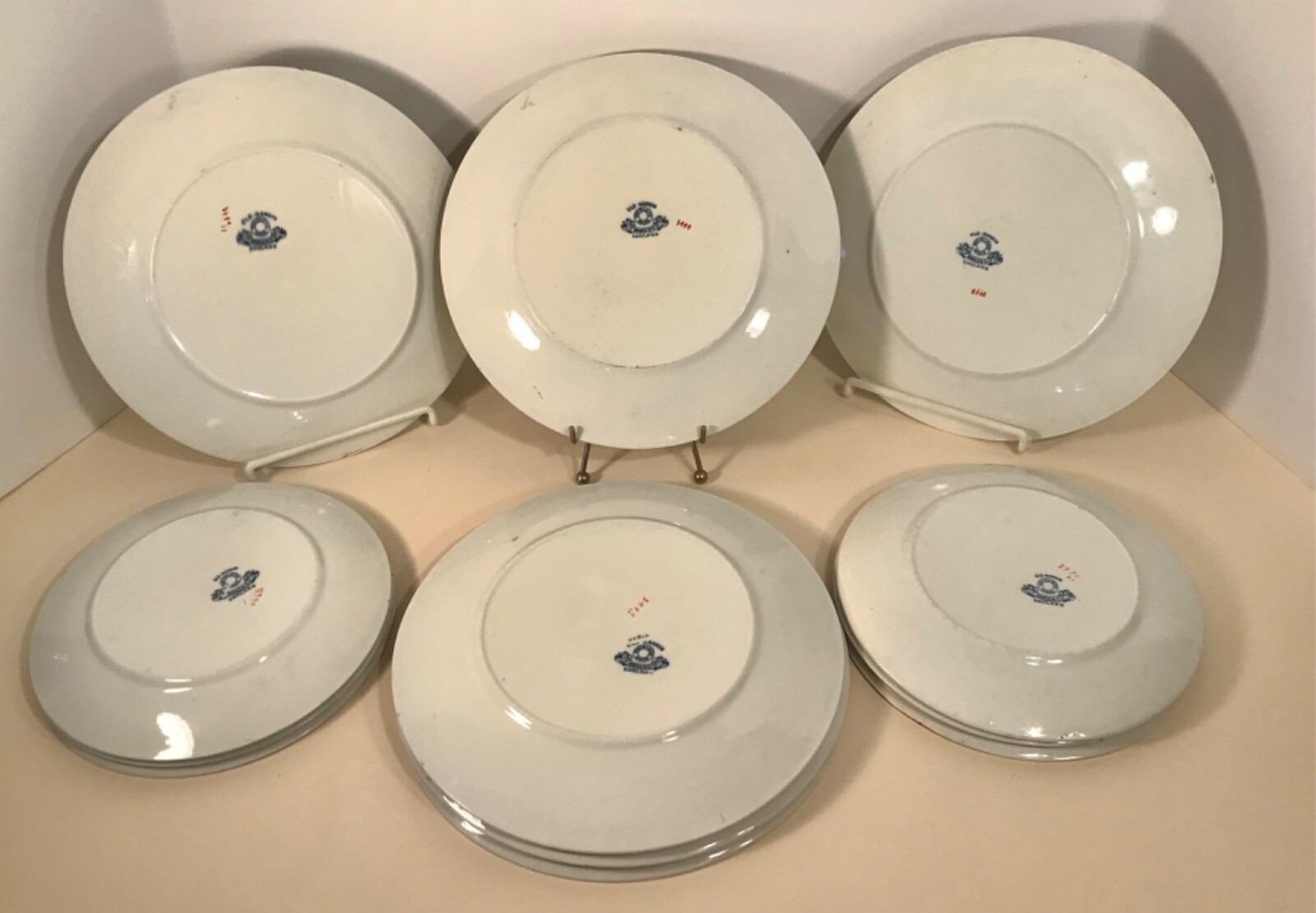 F. Winkle & Co. Set of 12 Dinner/Luncheon Plates OLD NANKIN Pattern c1911-1925