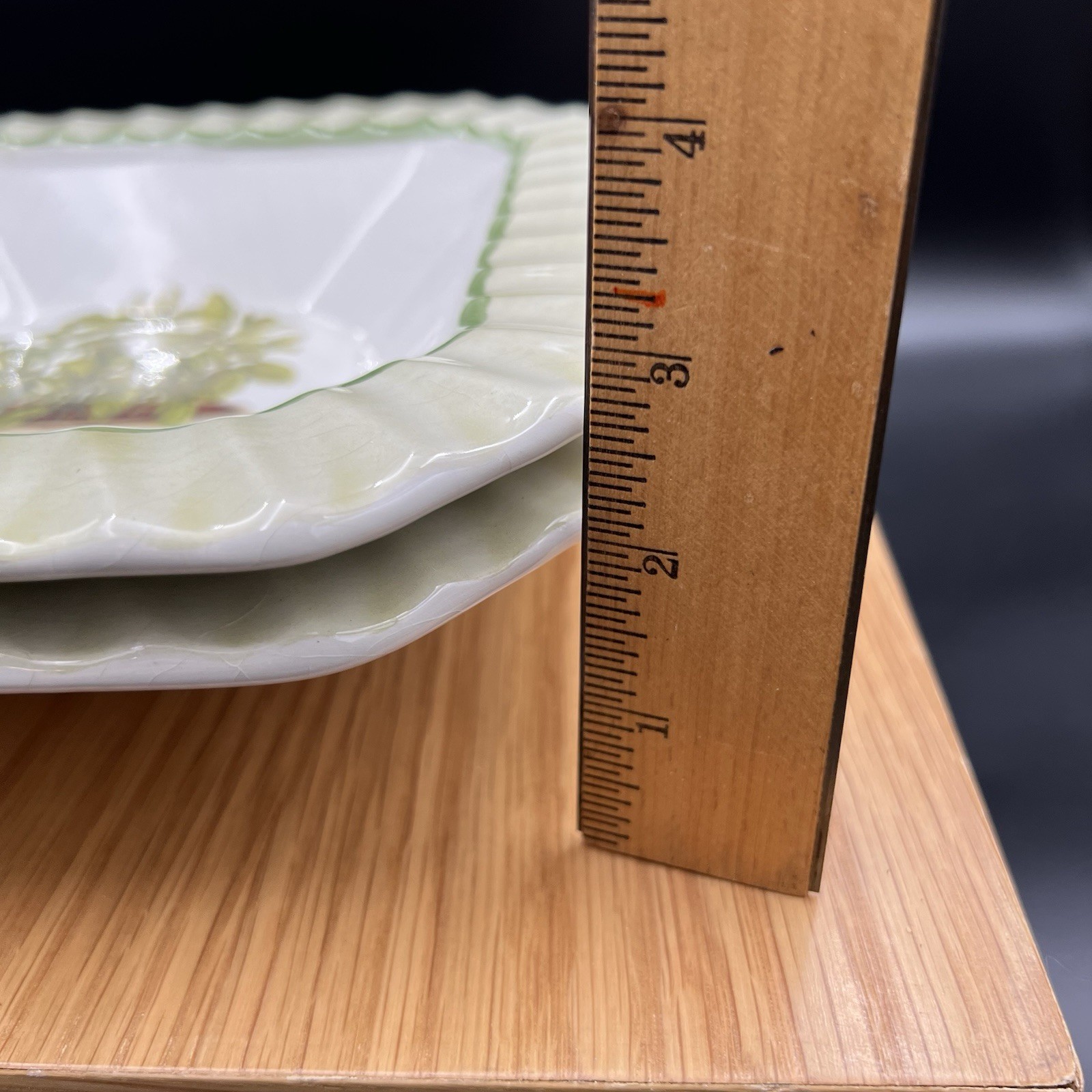 Vintage Ceramica Due Torri Mint Herb Bowl Square 9” Italy Set of 2