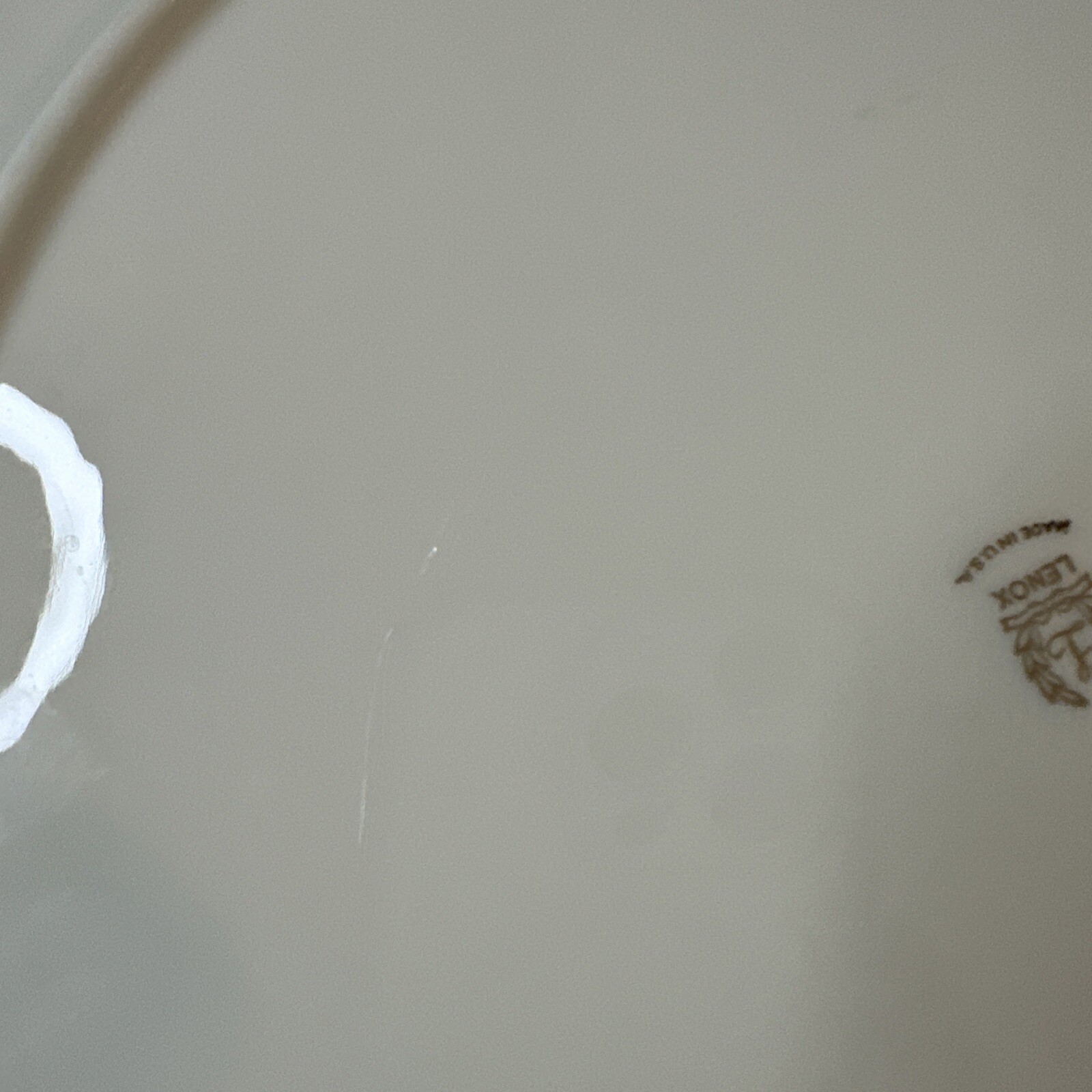 Lenox 12″ Round PLATTER Platinum Trim Embossed Swirl Trim