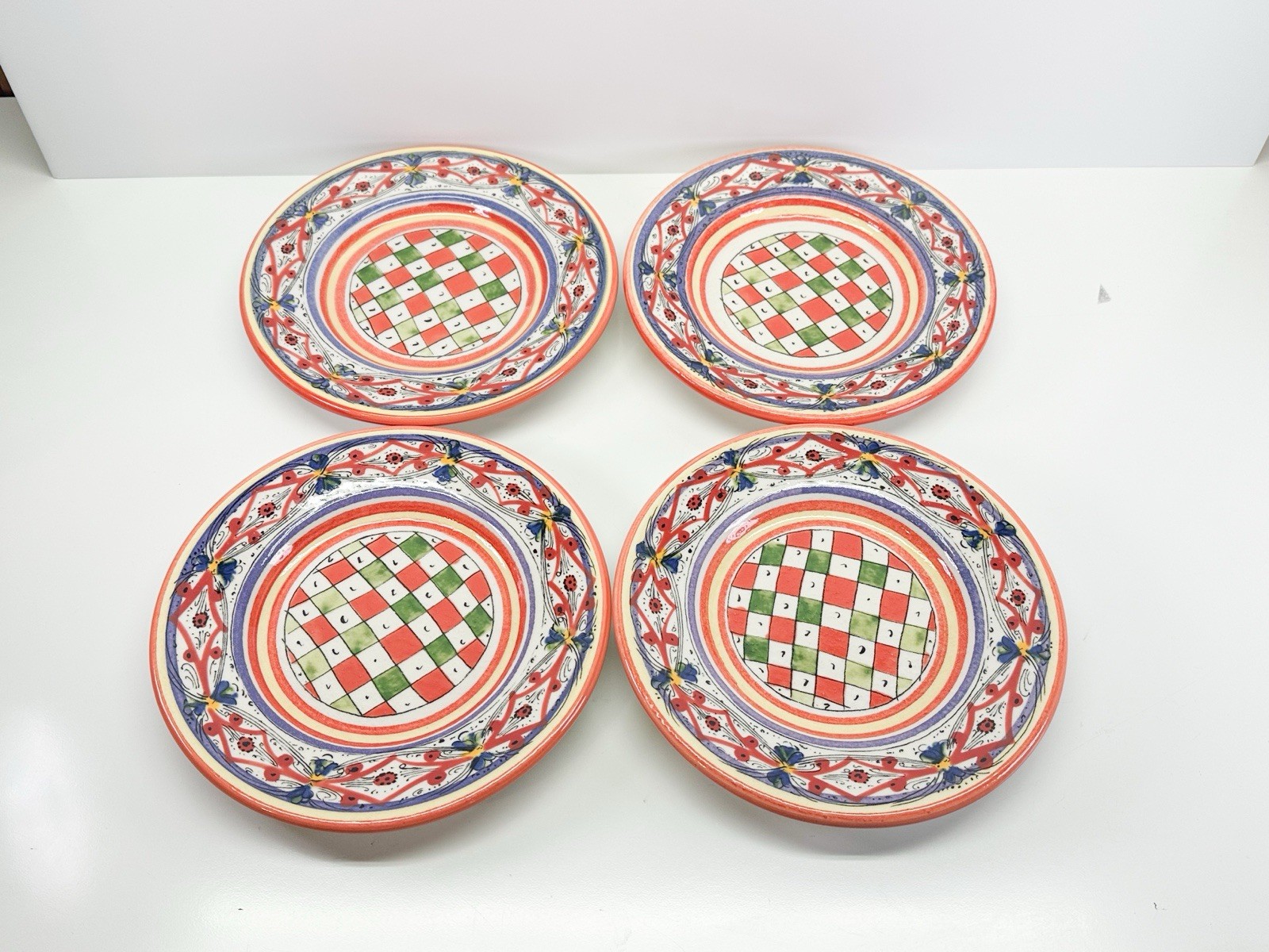 Set Of 4 Williams Sonoma LUCCA Stoneware Salad Dessert Plates 9” Made In Italy