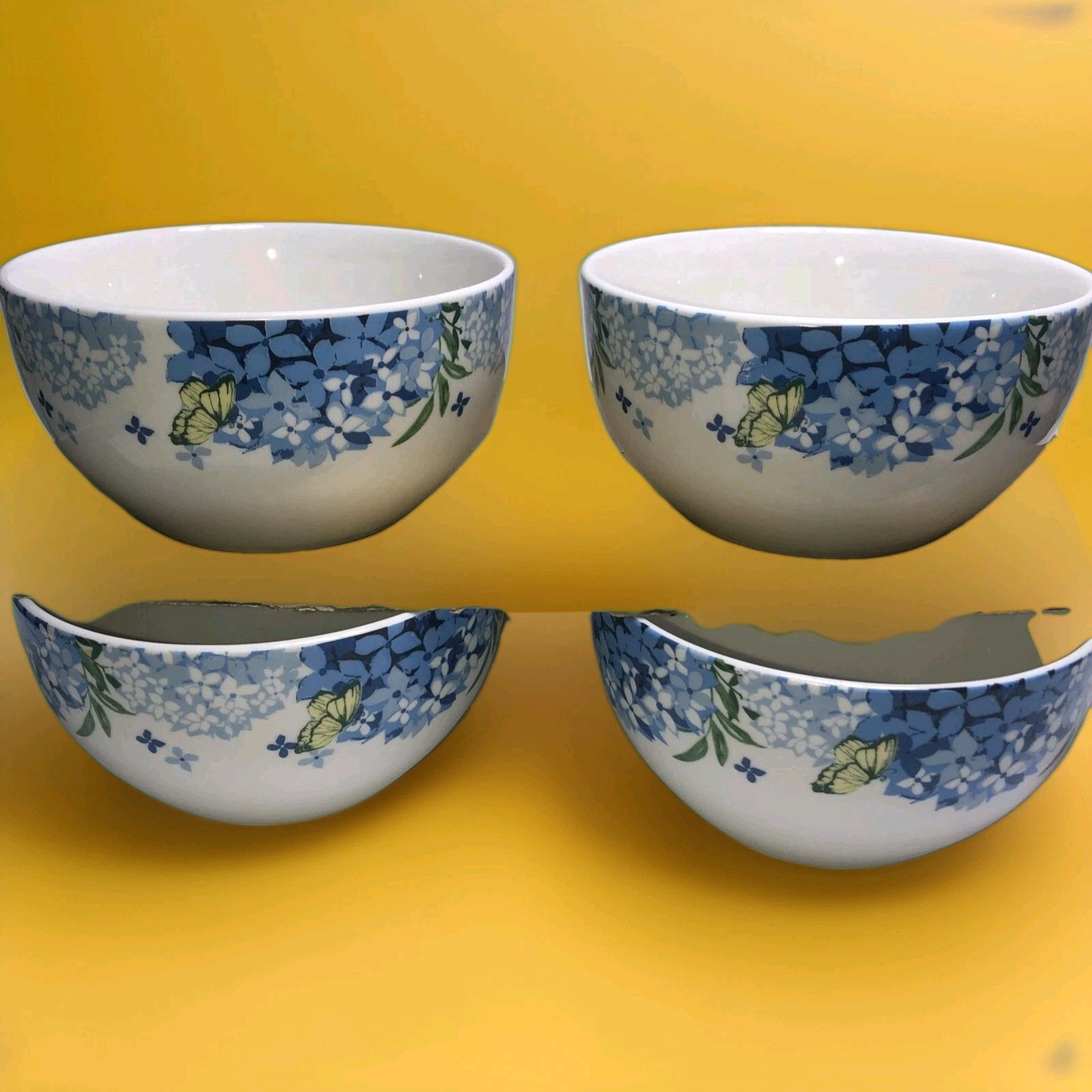 4 ROYAL NORFOLK 5.5” Bowls Cereal,Soup ice Cream Bowl Ceramic Flowers Butterfly
