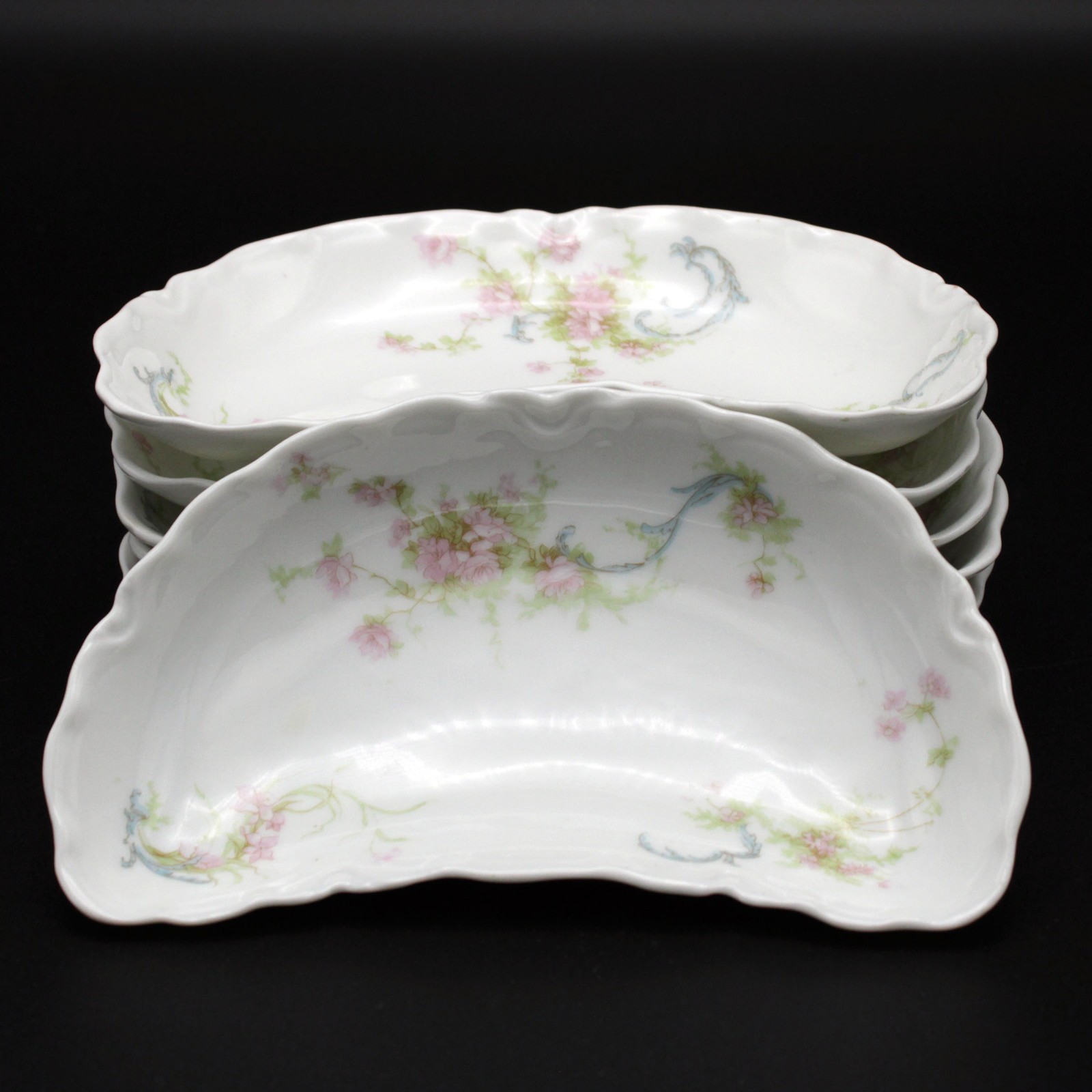 Haviland Limoges Princess Crescent Bone Dishes Set 6pc, Antique Schleiger 57A 6″