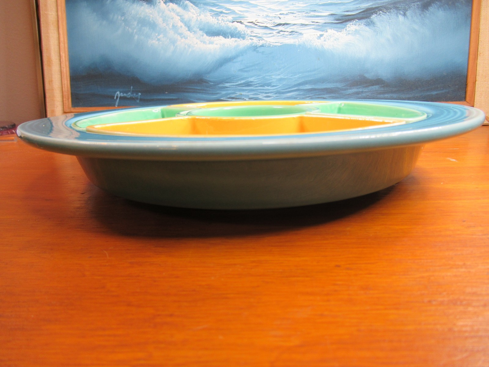 Vtg 1936-1946 Fiesta Ware original 10.5″ RELISH TRAY Fiesta Homer Laughlin