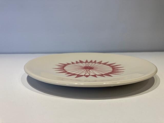 CRATE & BARREL Red Ornament Dessert Plate 7.25” Made in Great Britain