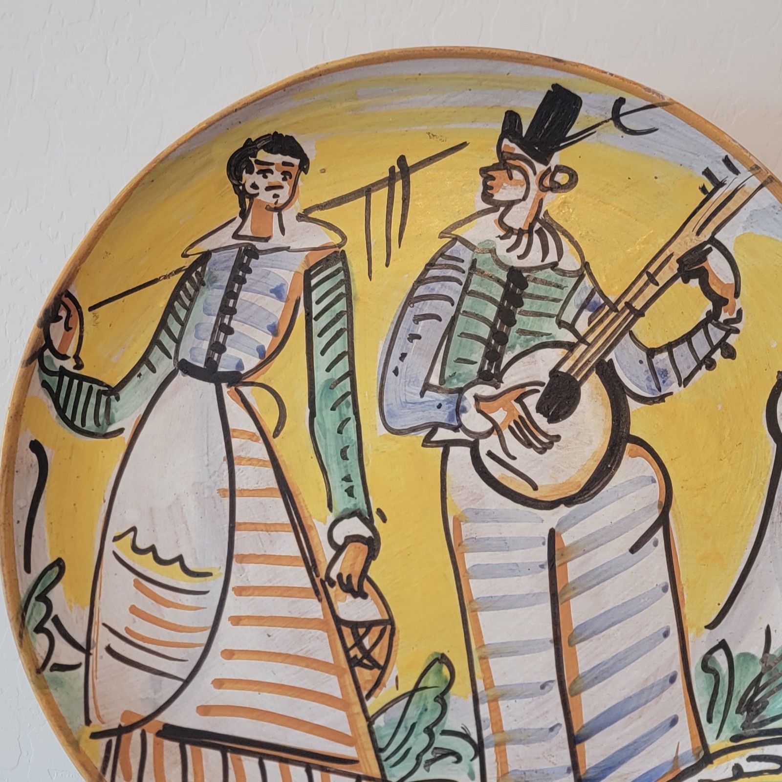 Vintage Montelupo Italy Decorative Plate 15.5″ Courting Couple Signed E Zoya
