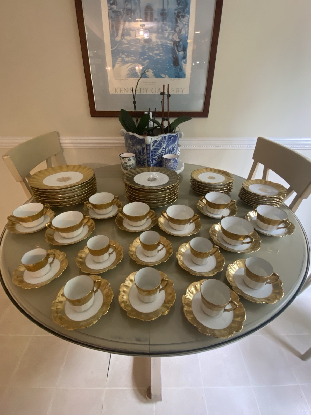 Vintage China Nathan Straus & Sons LS&S-Limoges FR Snowflake Pattern Gold Leaf