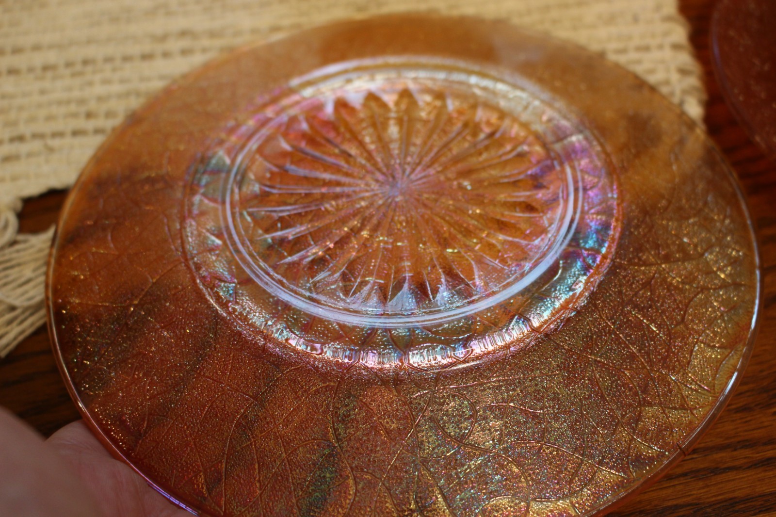 Jeannette Crackle Marigold Carnival Glass Lot Bowls Plates Goblet Candy Dish