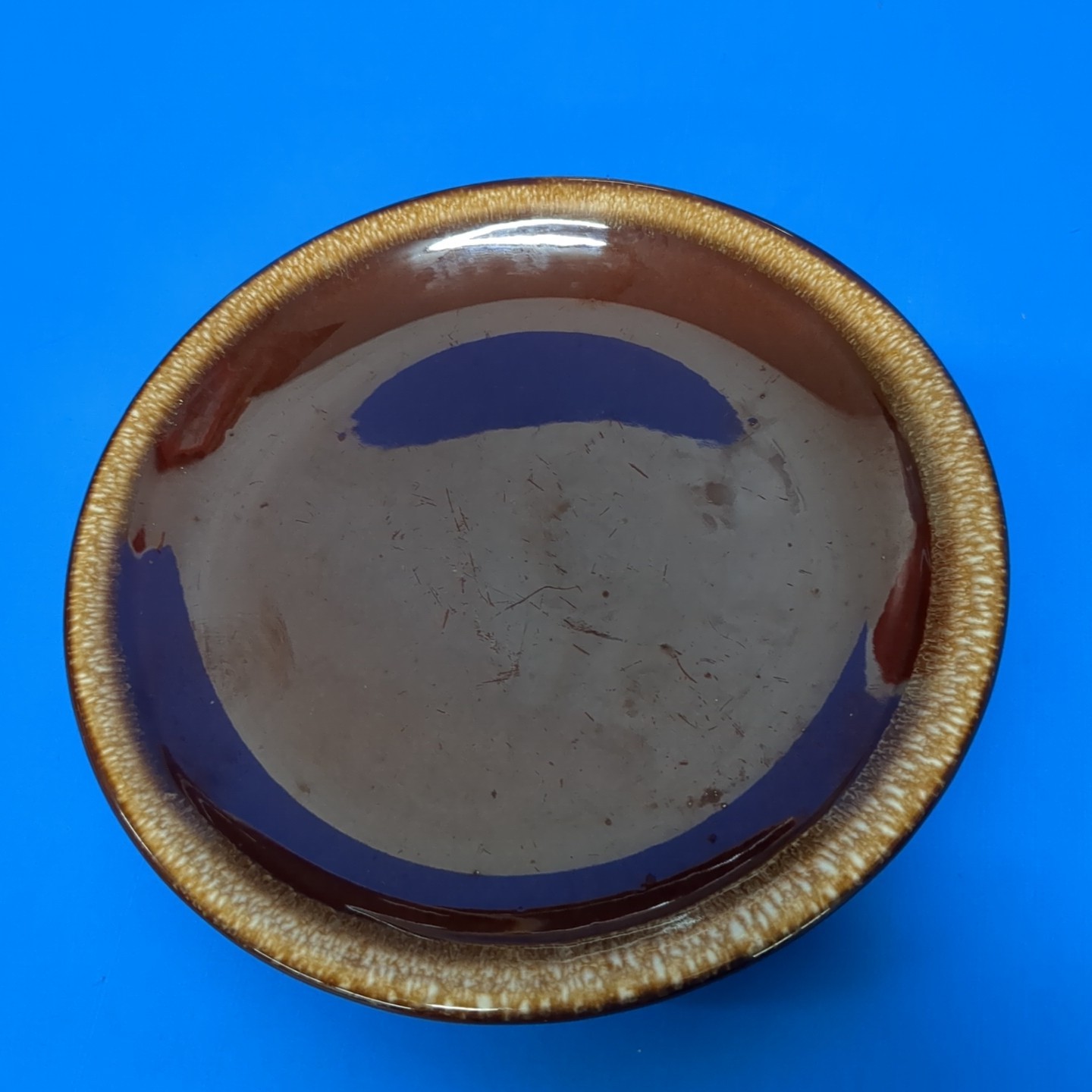 (4) USA Mid Century Modern Vintage Brown Drip Glazed 7.5″ Pottery Plates USA