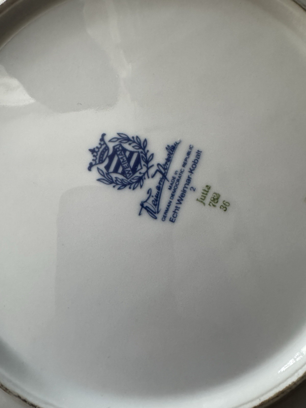 Weimer Echt-Kobalt Porcelain Plate Shallow Bowl GERMANY 12.75” Beautiful Plate