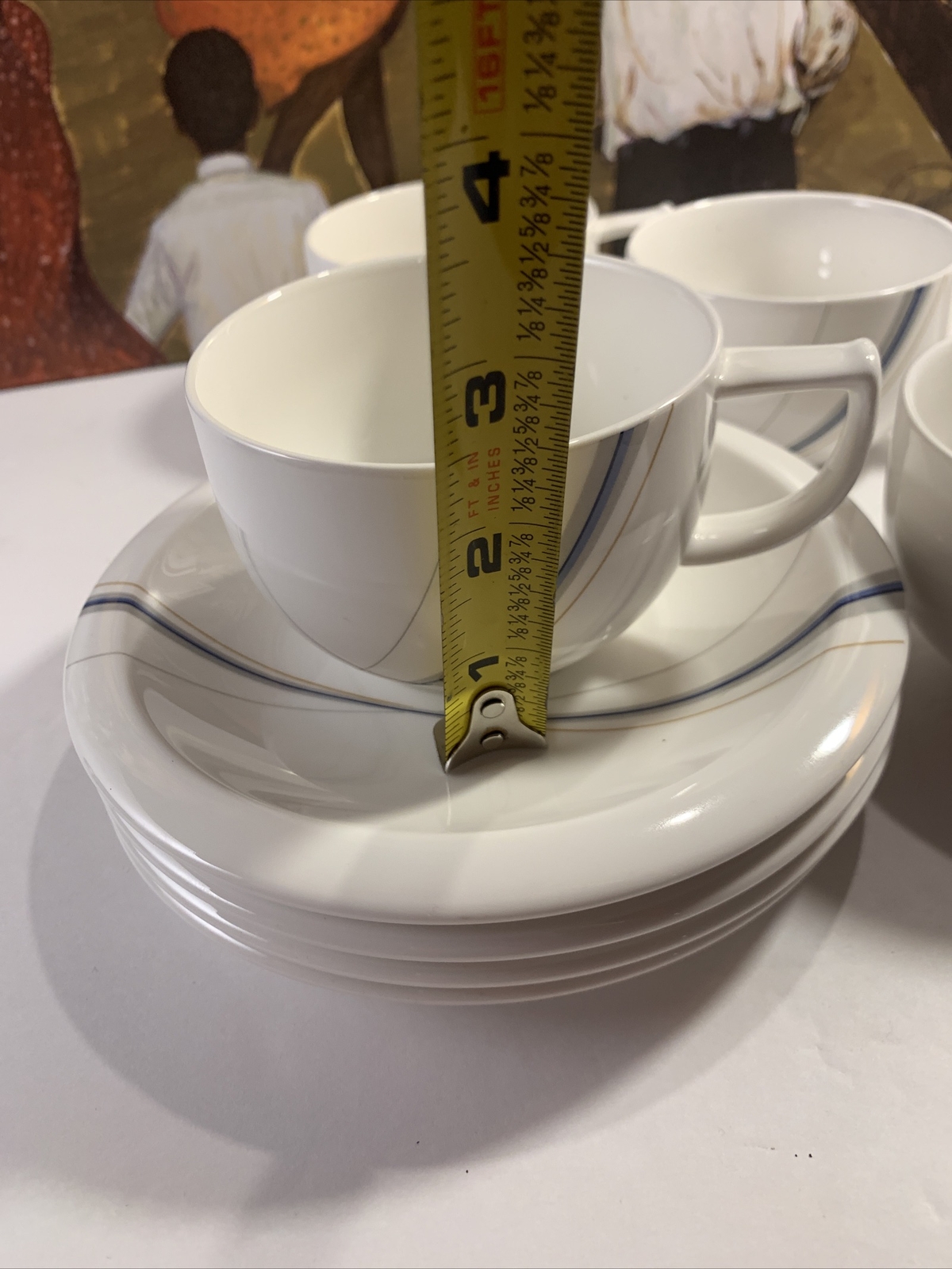 Mikasa Maxima Fine China~Composure~Cup & Saucer Set #CAL03 Gray Blue Tan~Japan