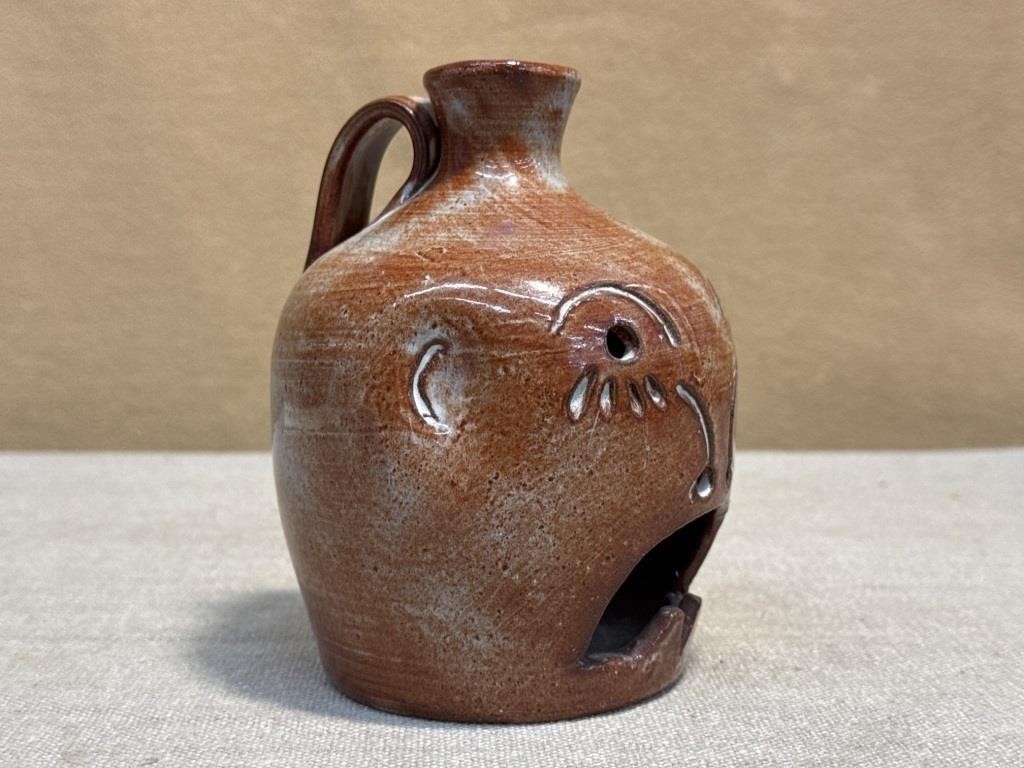 Southern Folk Art Face Jug Cole Pottery Sanford NC signed Rare!