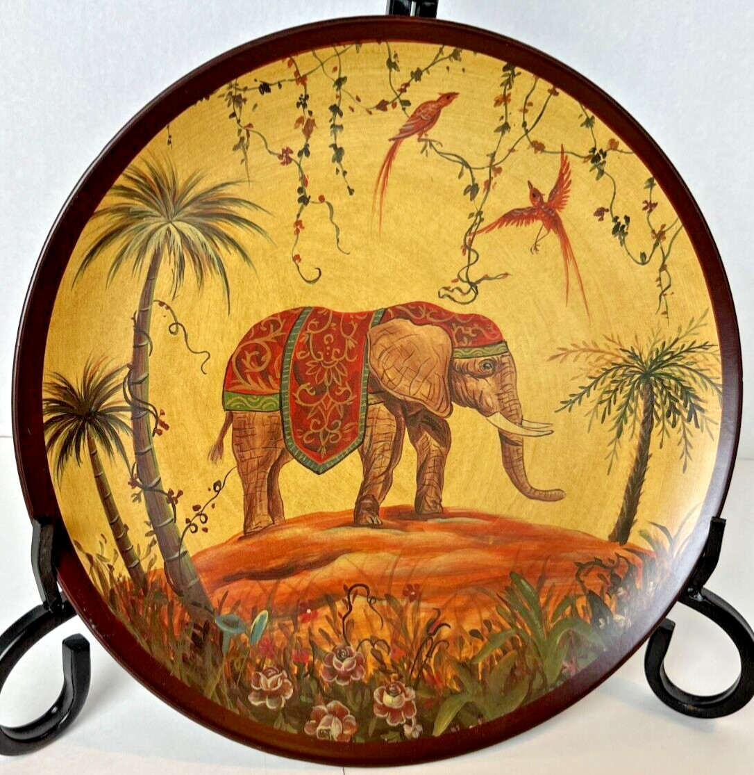 Vintage Elephant Plate Birds and Palm Trees 10” Home Decor